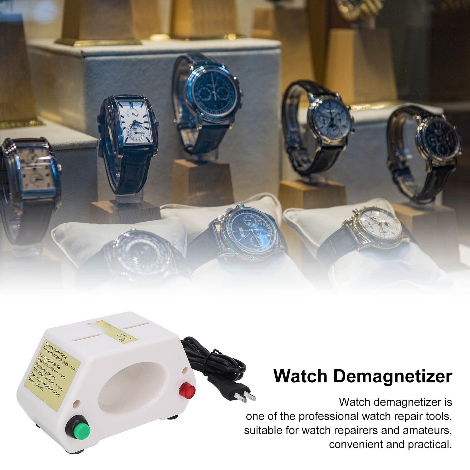 Professional Watch Demagnetizer Tool - Brrnoo Watch Repair Degaussing Machine for Mechanical Watches | Watchmaker's Essential Tool for Removing Magnetism | Perfect for Watch Repair Shops & Home Use
