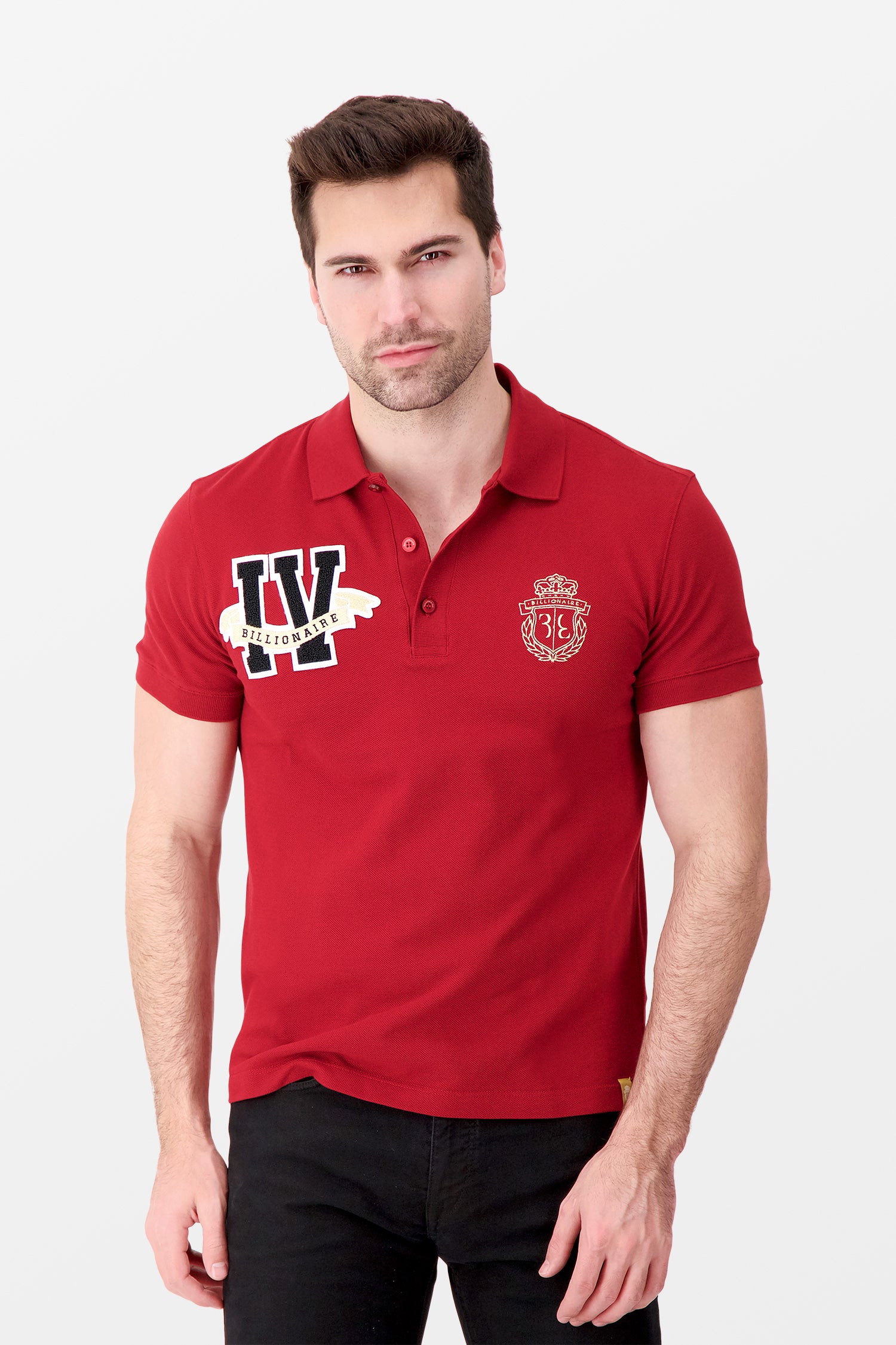 Billionaire Red SS Members Only Polo Shirt for Men - Premium Cotton Casual Wear for Golf, Parties & Exclusive Events
