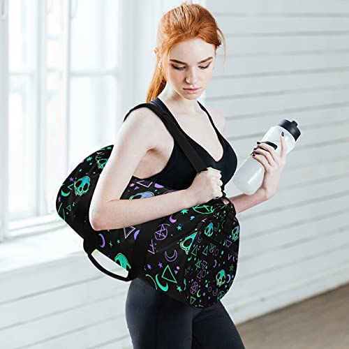 MNSRUU Magic Skulls Duffle Bag - Large Gym Bag for Men & Women, Waterproof Travel Duffel with Spacious Compartment for Sports, Gym, Overnight Trips & Weekend Getaways - Perfect Carry-On Luggage for Air Travel & Outdoor Adventures