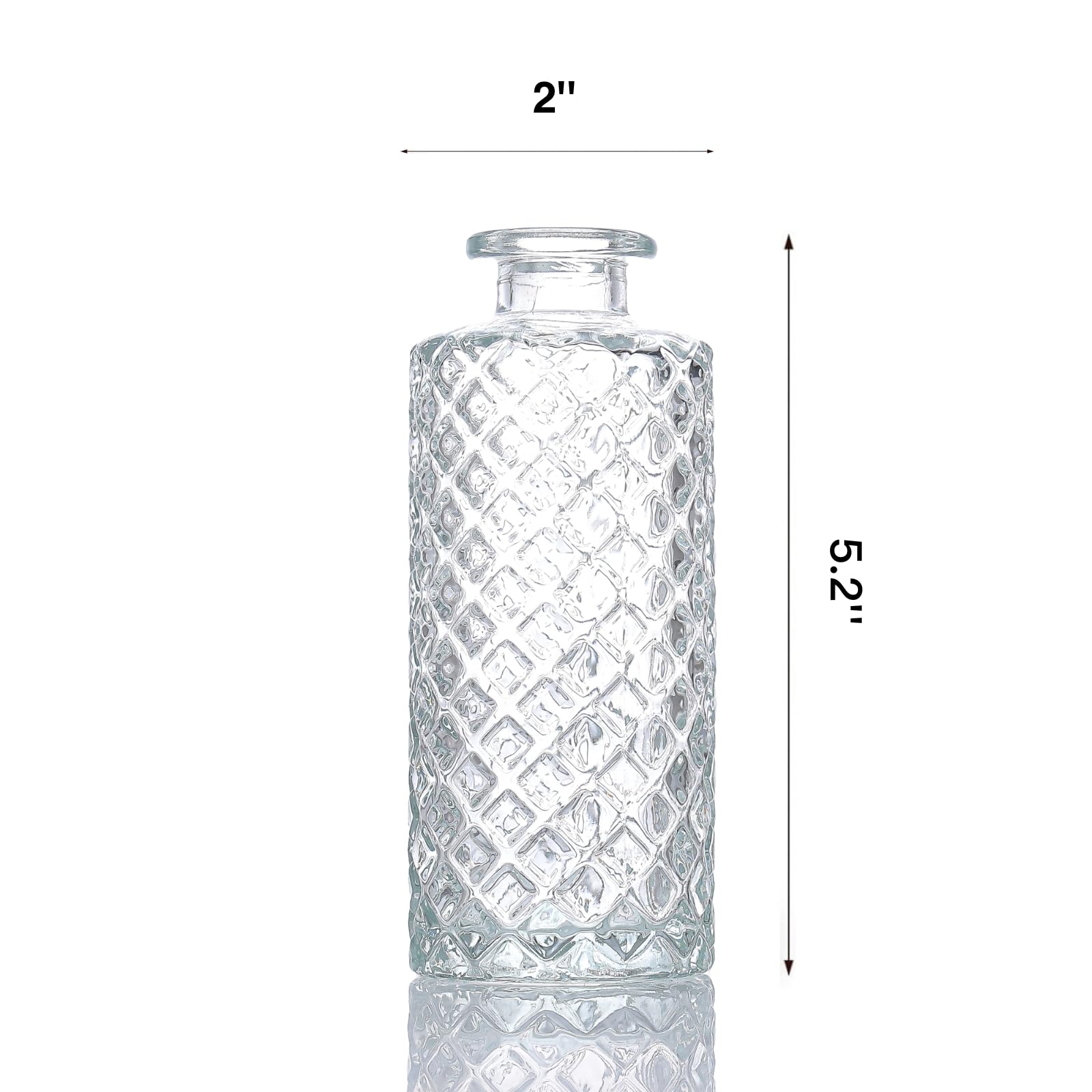 12-Piece Clear Glass Bud Vases Set - Small Diamond Cut Mini Flower Vases for Wedding Centerpieces, Table Decor, Office & Home Decor | Perfect for Wedding Receptions, Dining Tables, and Floral Arrangements