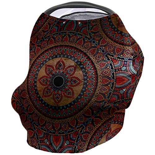 **Mandala Nursing Cover - Multi-Use Breastfeeding Scarf & Car Seat Canopy with Ethnic Design for Boys & Girls - Perfect Baby Shower Gift for Moms (Nursing, Stroller, Car Seat Cover)**    *(Ideal for breastfeeding privacy, stroller sunshade, car seat canopy, and stylish baby shower gifts!)*
