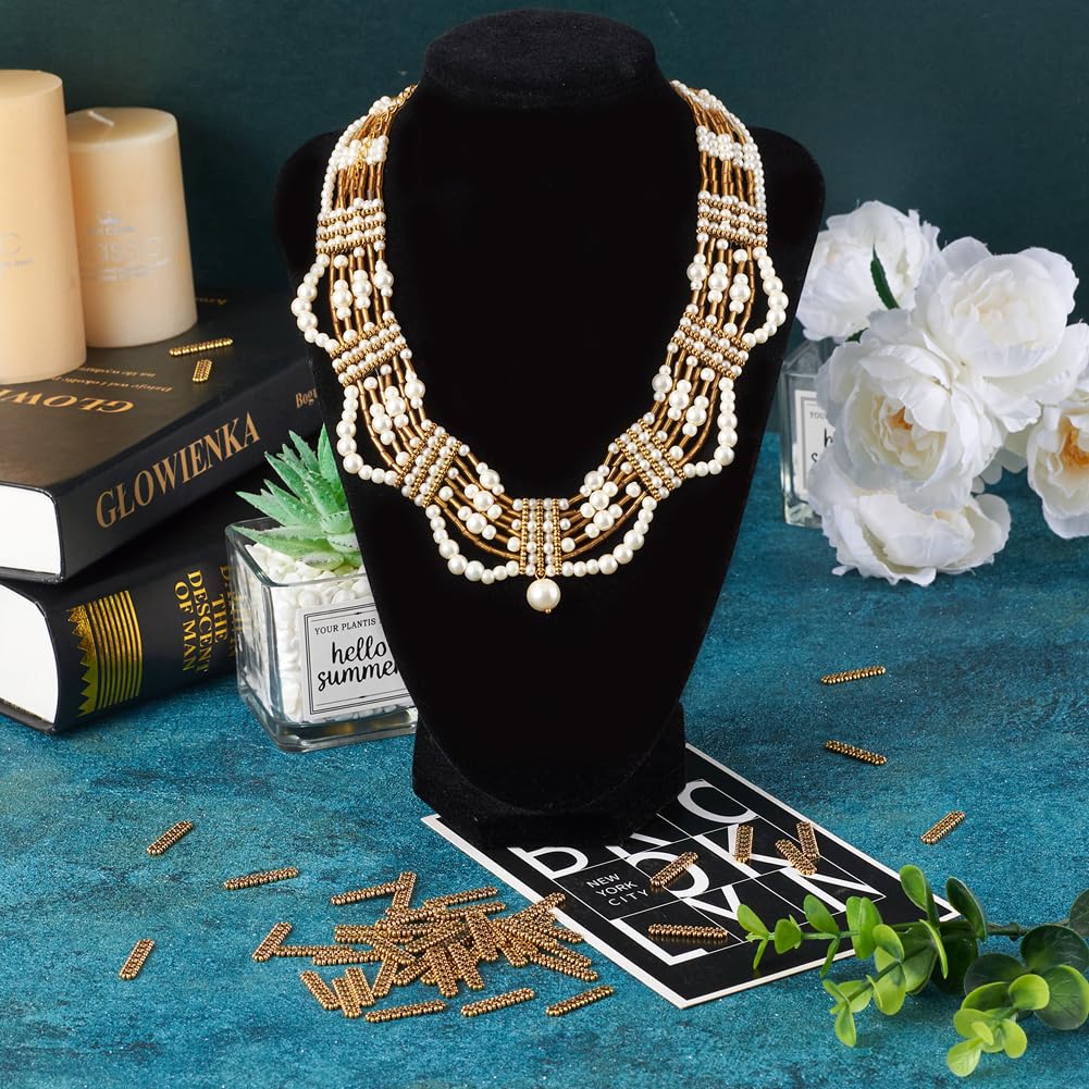 50Pcs Antique Gold 7-Hole Bar Spacer Beads 23x5mm - Tibetan Metal Flower Connectors for DIY Jewelry Making - Perfect for Layered Necklaces, Bracelets & Boho Style Accessories