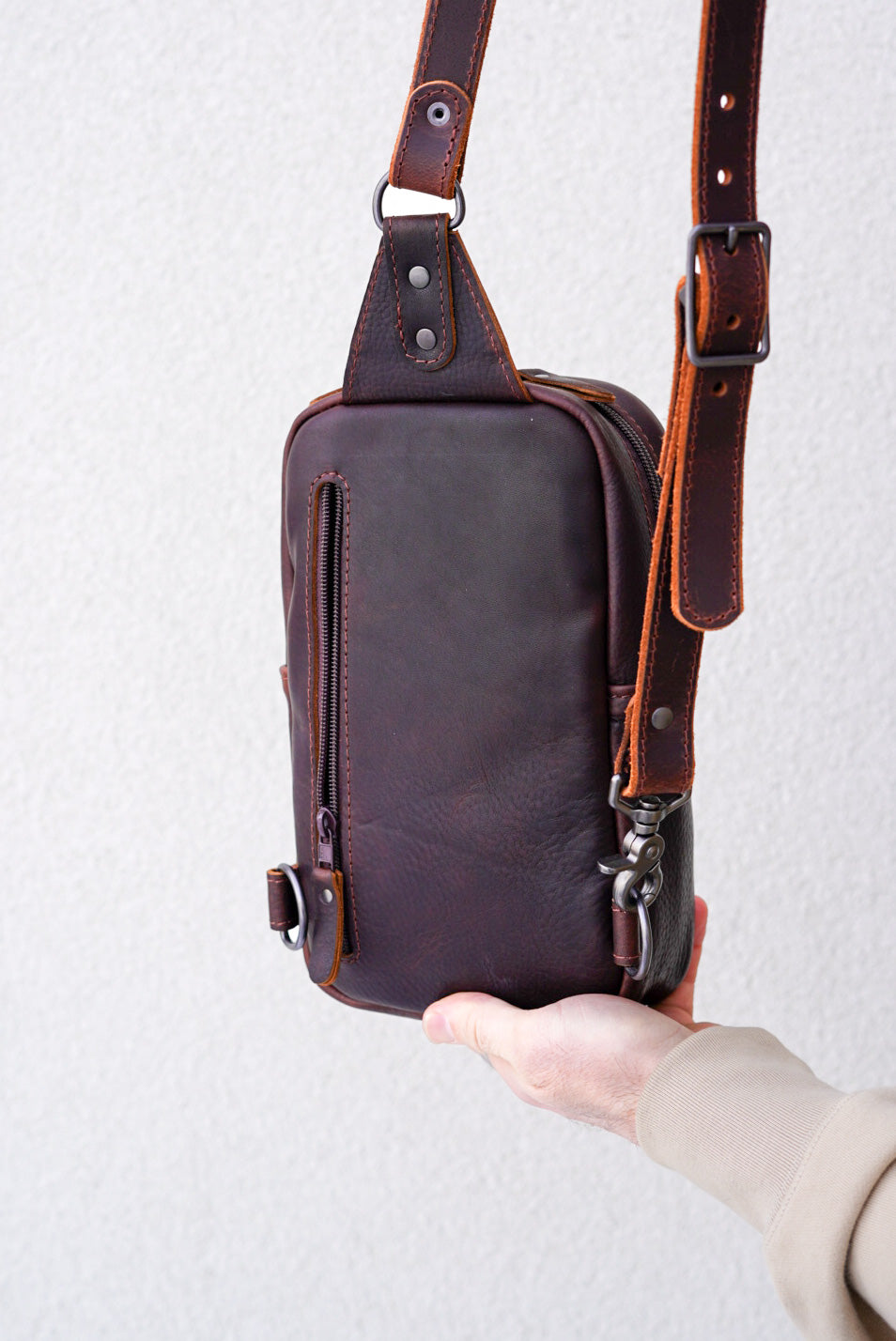 Diamond Stitch Sling Bag - Pitstop Briar Brown Crossbody Bag for Men & Women | Perfect for Travel, Hiking & Everyday Use