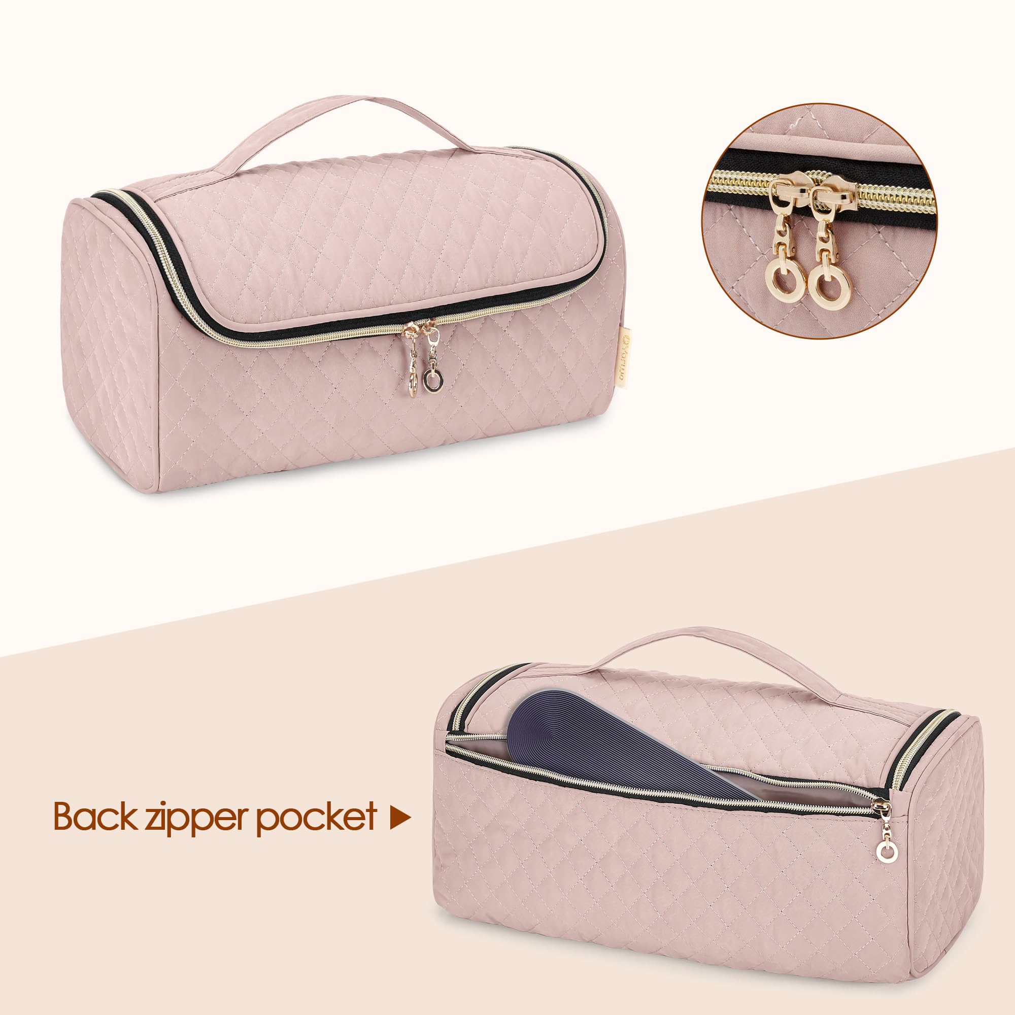 Yarwo Travel Hair Straightener Bag for Dyson, Revlon, CHI, GHD & Remington Flat Irons - Portable Storage Case for Hair Straightener, Curling Iron & Accessories, Dusty Rose - Perfect for Travel, Home & Salon Use