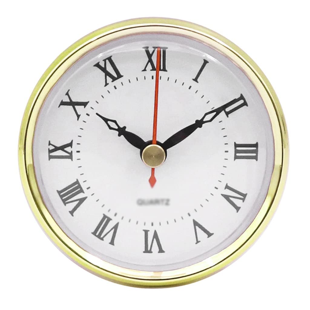 GANFANREN 80mm Round Roman Numeral Quartz Clock Movement with Gold Trim - DIY Clock Repair Kit & Wall Clock Mechanism Replacement for Home Decor, Living Room, Bedroom, Office