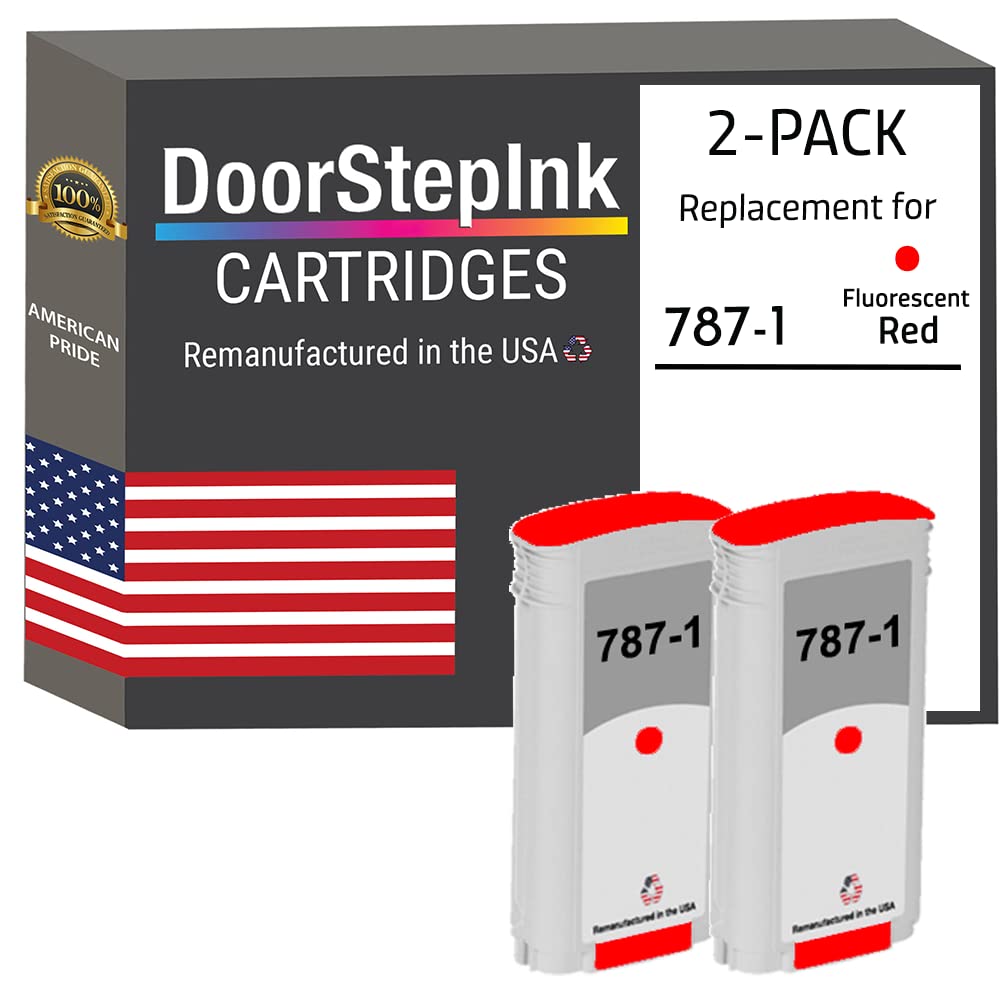 USA-Made DoorStepInk Remanufactured Ink Cartridge for Pitney Bowes 787-1 2 Fluorescent Red - Compatible with Pitney Bowes SendPro Connect+ 1000 2000 3000 Printers | Perfect for Office Mailing & Shipping Labels