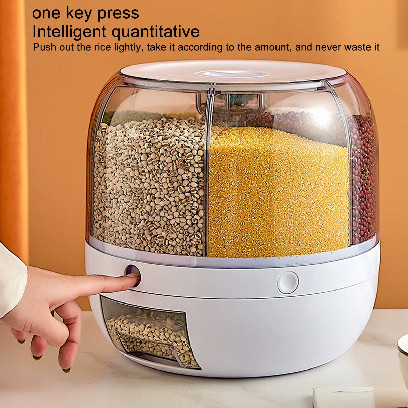 Oreb 6-Grid Rotating Cereal Dispenser - 5kg Airtight Food Storage Container for Rice, Grains, Beans & Dry Foods | Perfect for Kitchen Organization & Pantry Storage