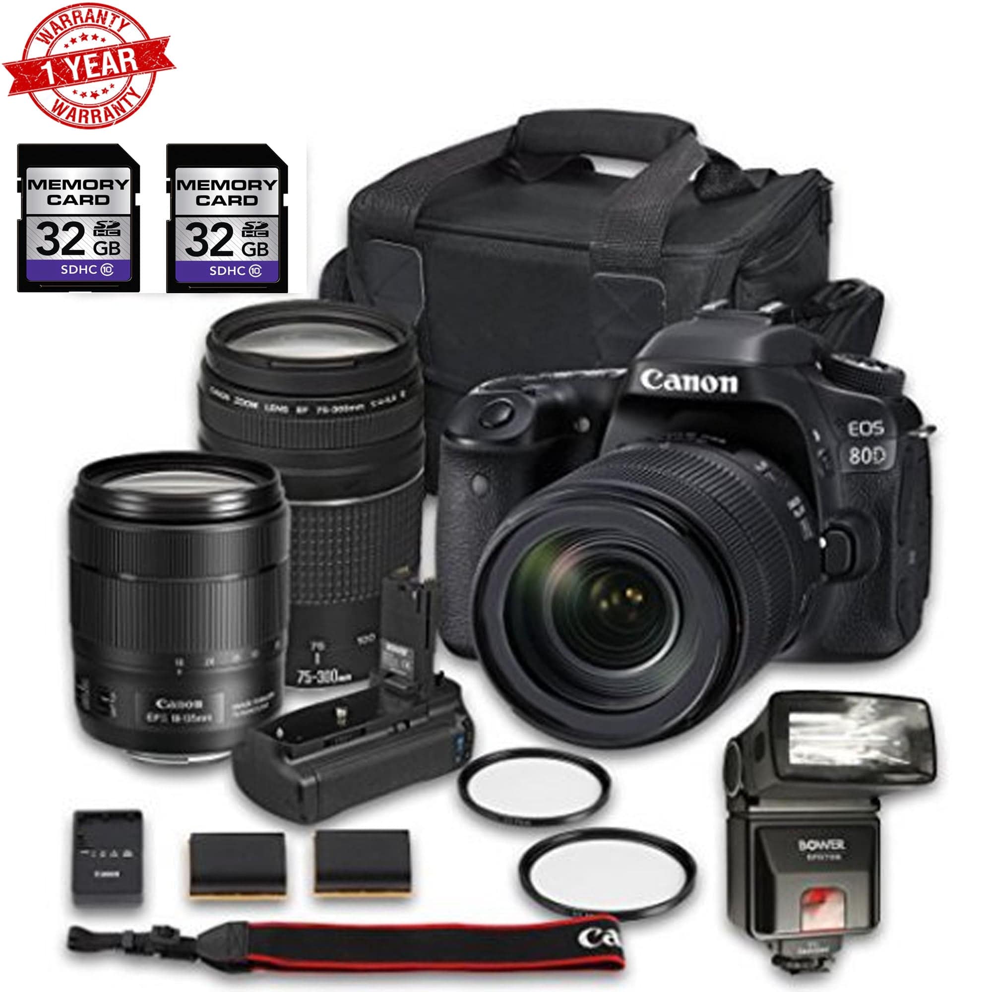 Canon EOS 80D DSLR Camera with 18-135mm & 75-300mm Lenses Bundle - Professional Photography Kit for Travel, Sports & Wildlife Shooting
