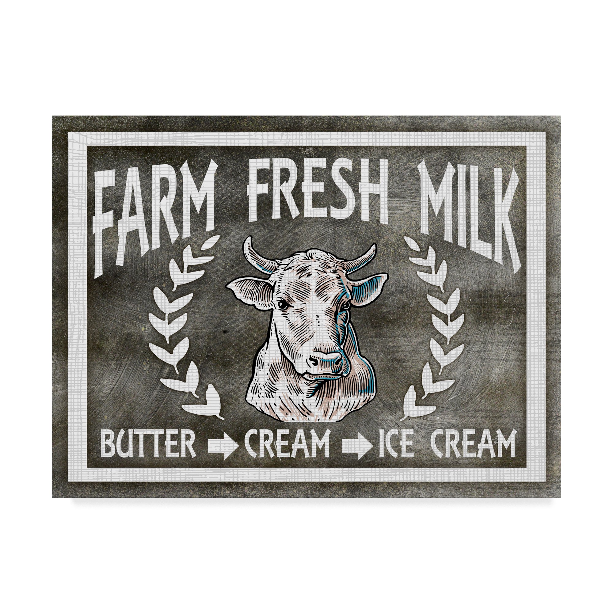 Premium Fresh Milk Cow Canvas Wall Art Print - 35x47 Inches - Farmhouse Decor for Kitchen, Dining Room & Living Room - Modern Home & Office Decoration