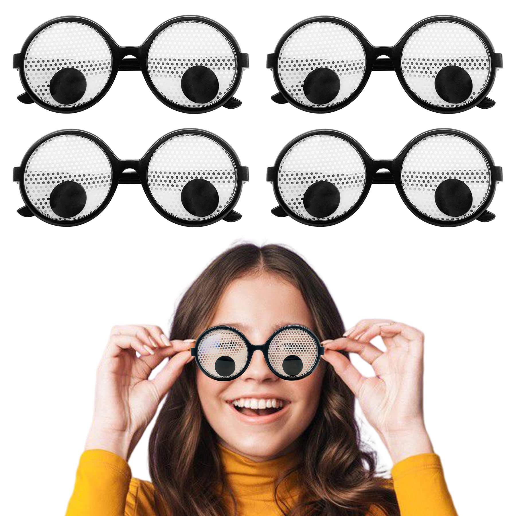 Funny Googly Eyes Glasses - 5 Pack Novelty Shaking Eyewear for Halloween Costumes, Parties & Photo Props - Perfect for Adults & Kids Costume Accessories (Great for Cosplay, Dress-Up & Themed Events)