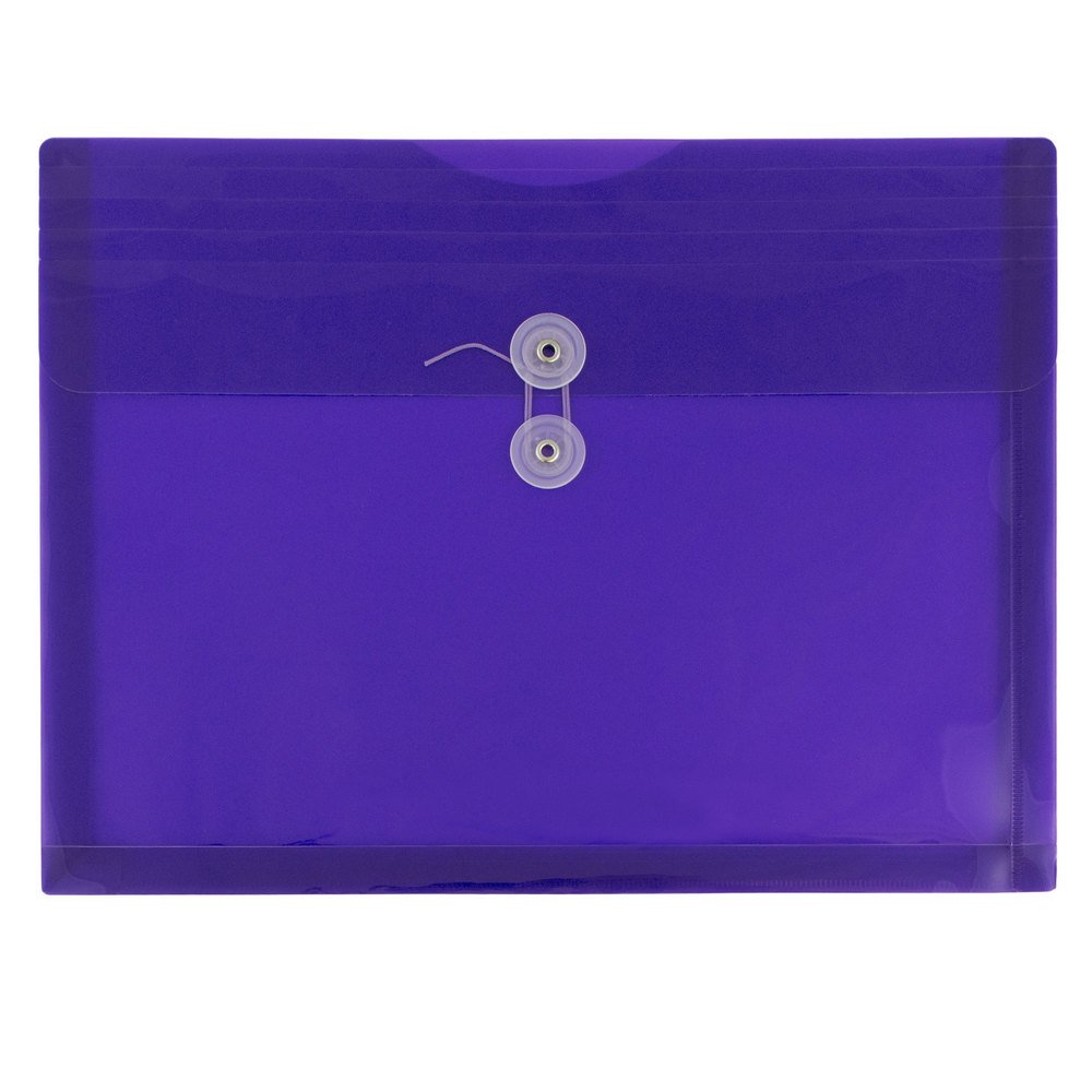 JAM PAPER Plastic Envelopes with Button Closure - 9.75x13 Inch - 12 Pack for Letters & Booklets