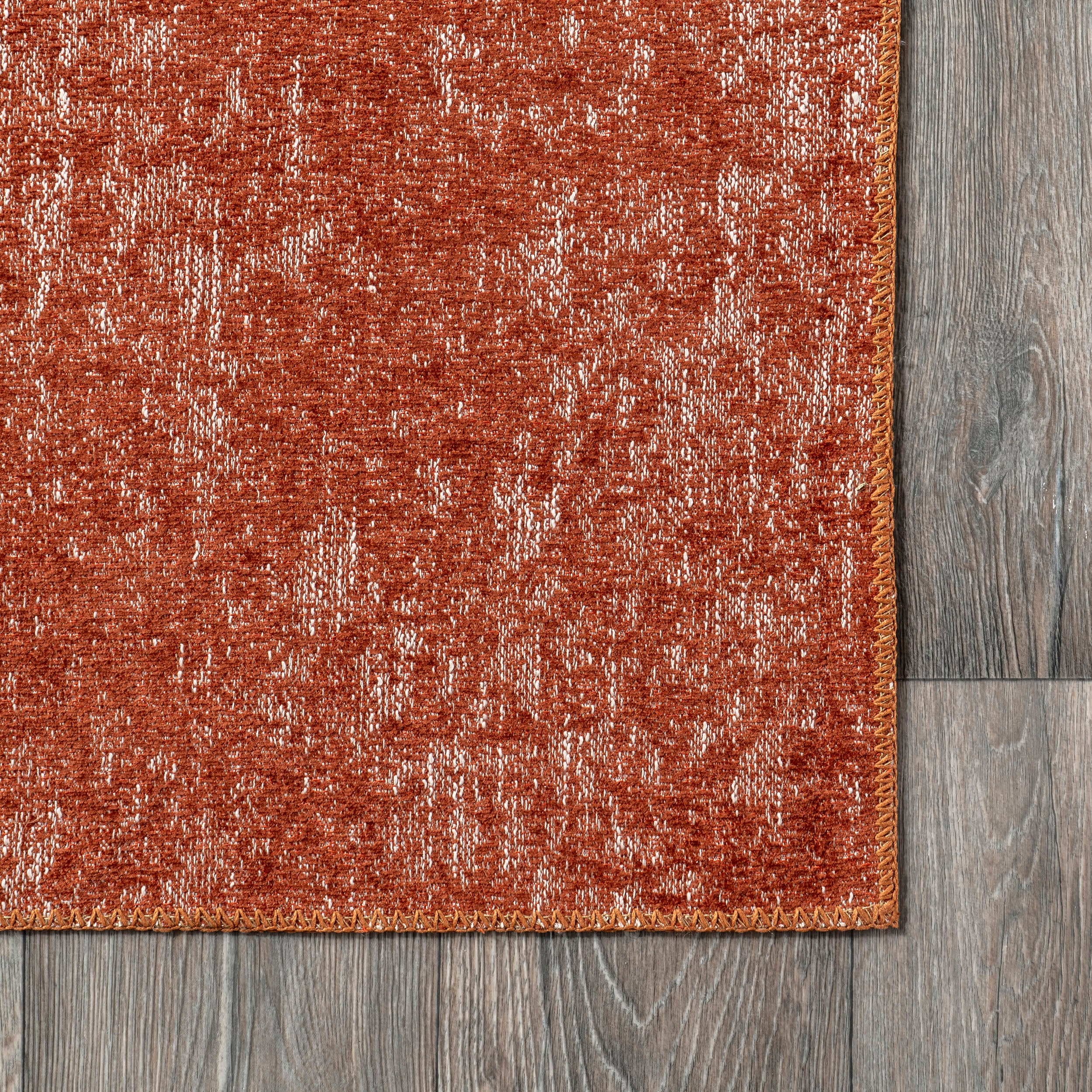 Carla Washable Hazy Solid Rug - Soft & Durable Burnt Orange Area Rug for Living Room, Bedroom, or Nursery | Easy to Clean & Stain Resistant