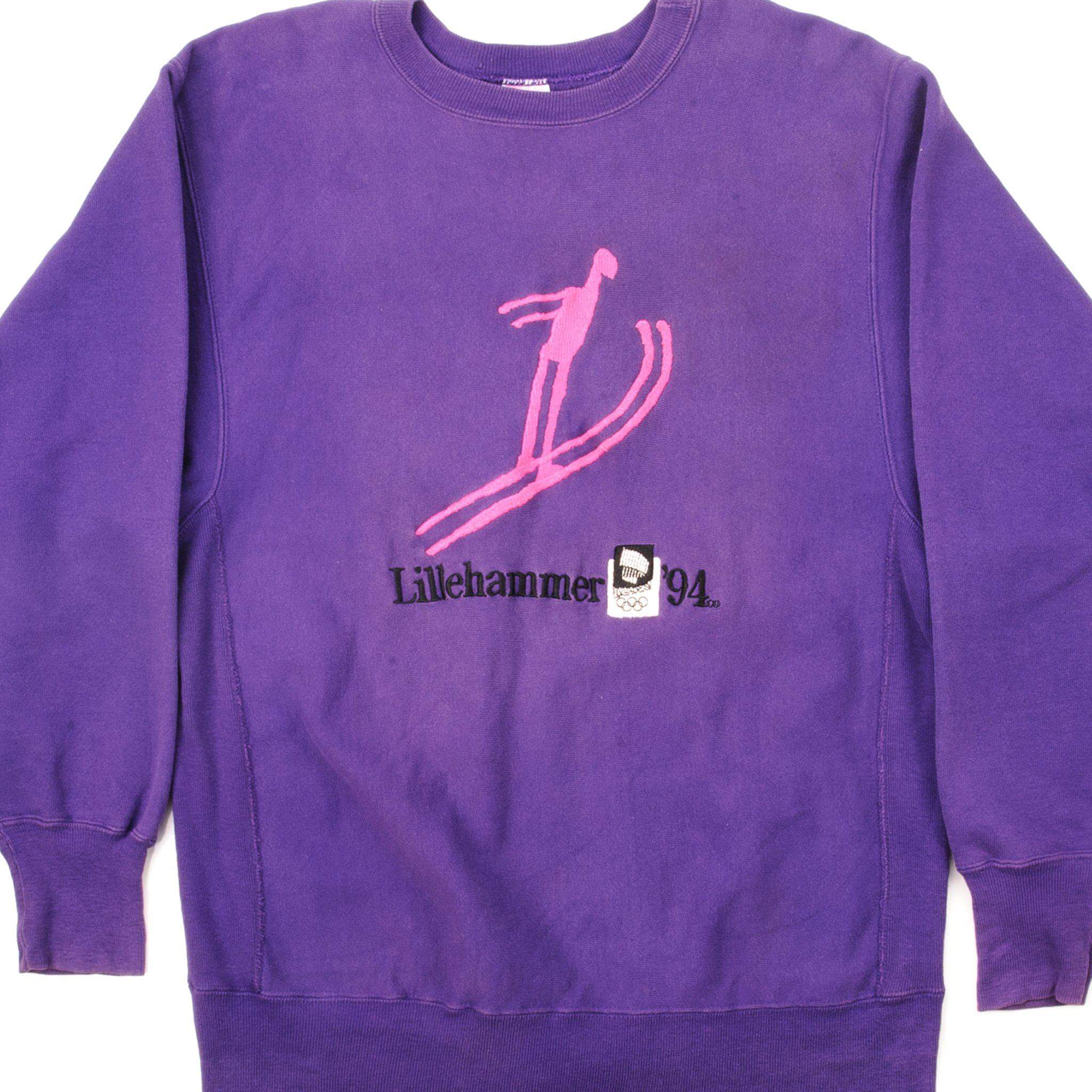 Vintage Champion Reverse Weave Lillehammer Winter Olympics 1994 Sweatshirt - Size Large - Made in USA - Retro Athletic Wear for Casual & Sports Fans