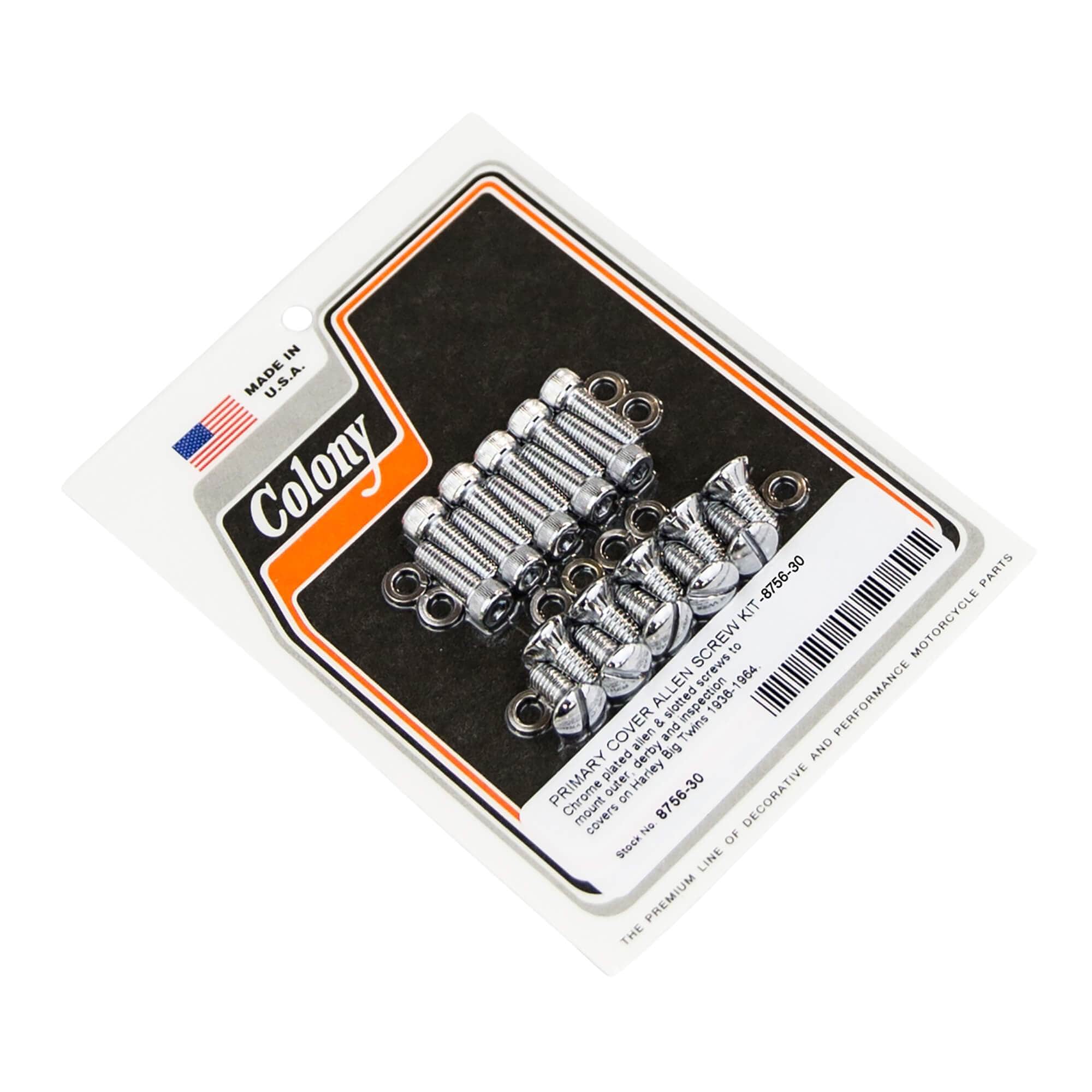 1936-1984 Harley Davidson Big Twin 30 Primary Cover Allen Screw Kit - Chrome Plated | Replacement Parts for Motorcycle Maintenance & Restoration