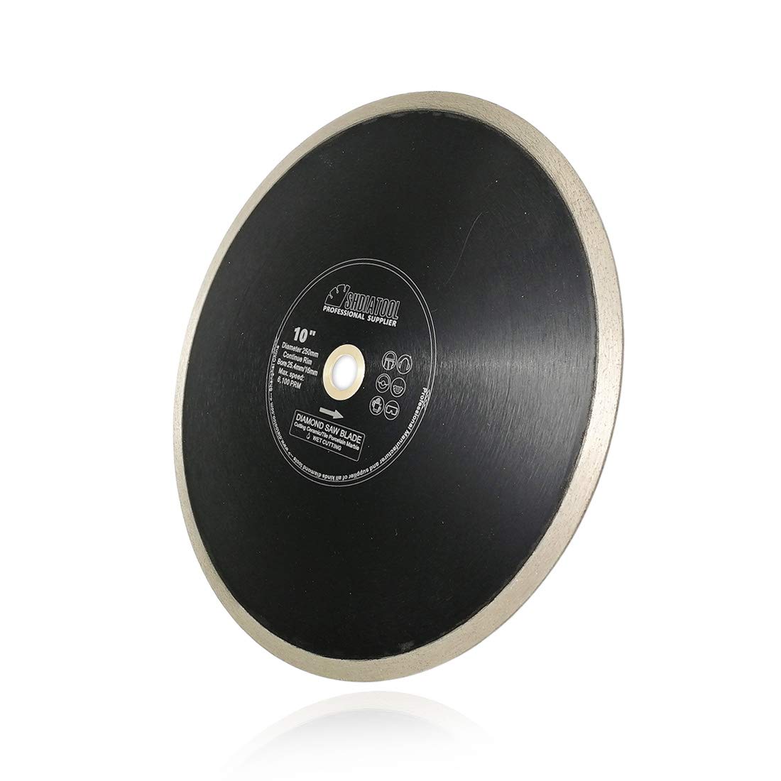 10 Inch Diamond Ceramic Tile Saw Blade - Continuous Rim Wet Cutting for Porcelain, Granite, Marble (5-Pack) | Perfect for DIY Home Renovation & Professional Tile Installation Projects