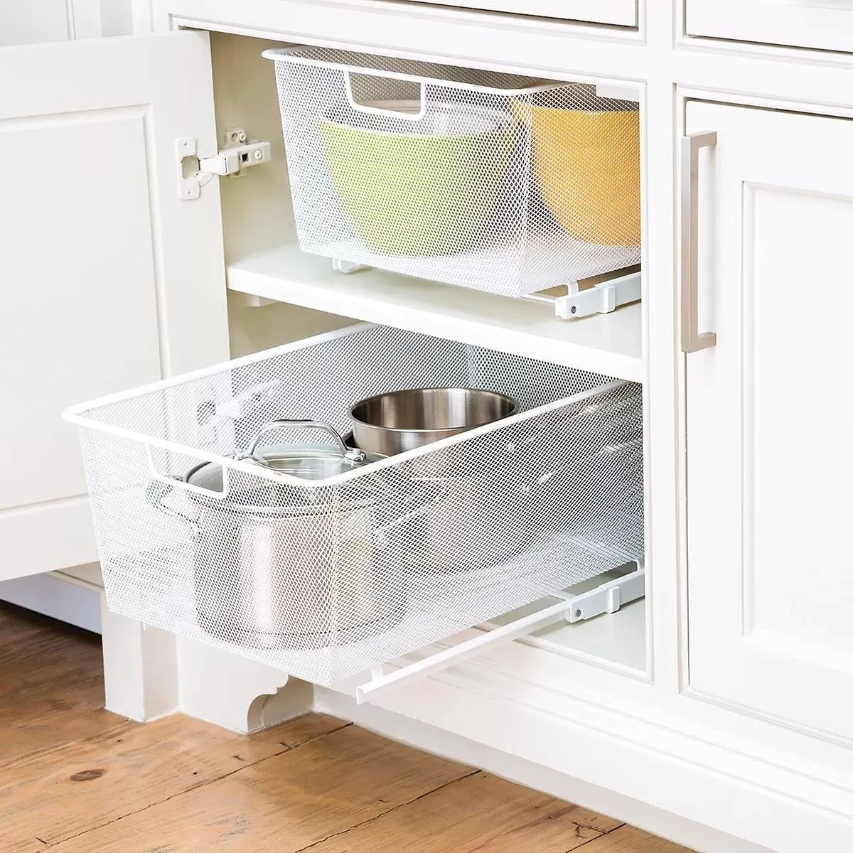 Elfa Easy Glider Medium 35cm Wide with Mesh Basket - Smooth Rolling Storage Solution for Closets, Kitchens & Offices