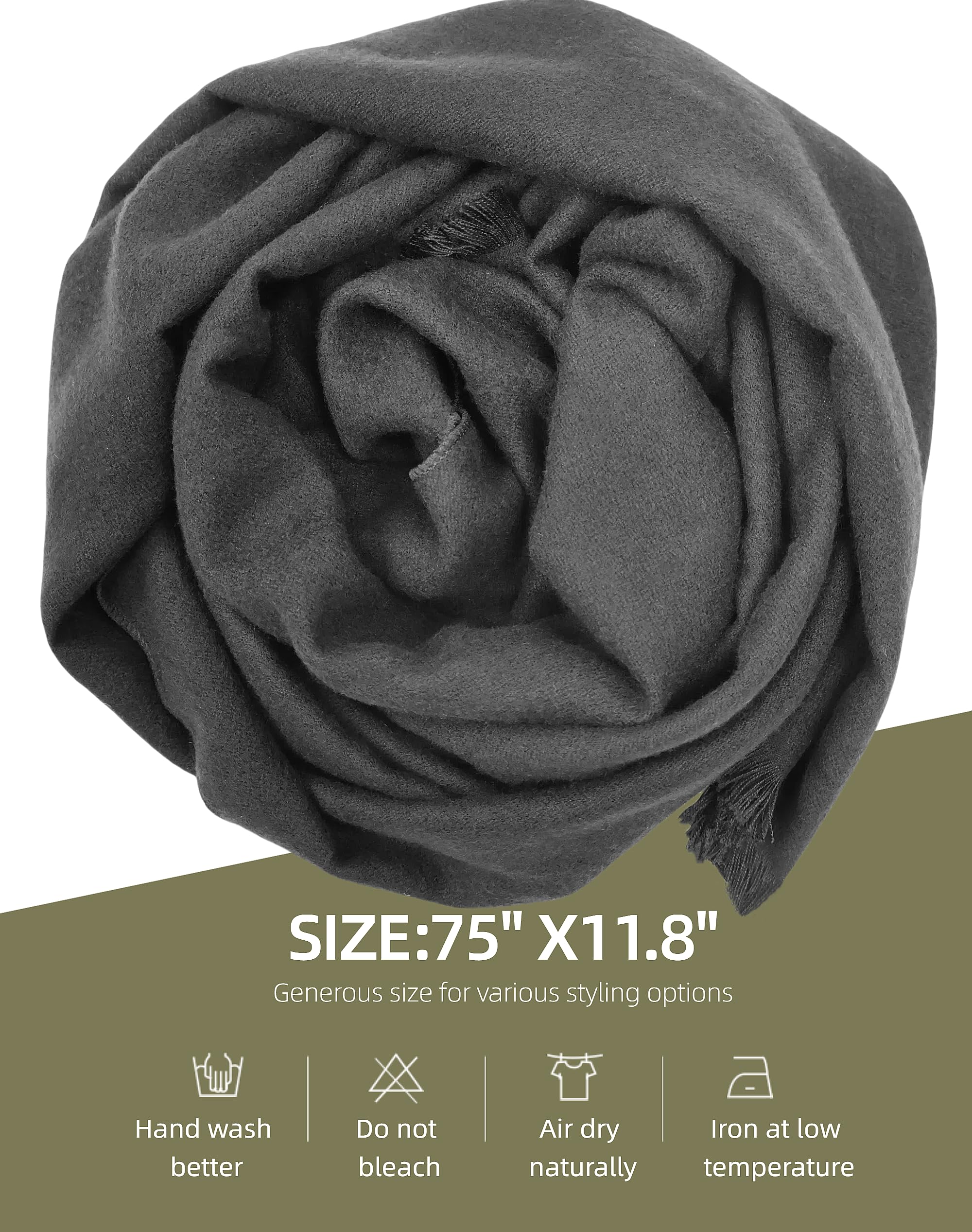 Premium Men's Cashmere Feel Scarf - Soft Winter & Autumn Fashion Accessory with Elegant Tassels - Perfect for Cold Weather, Office Wear & Outdoor Activities