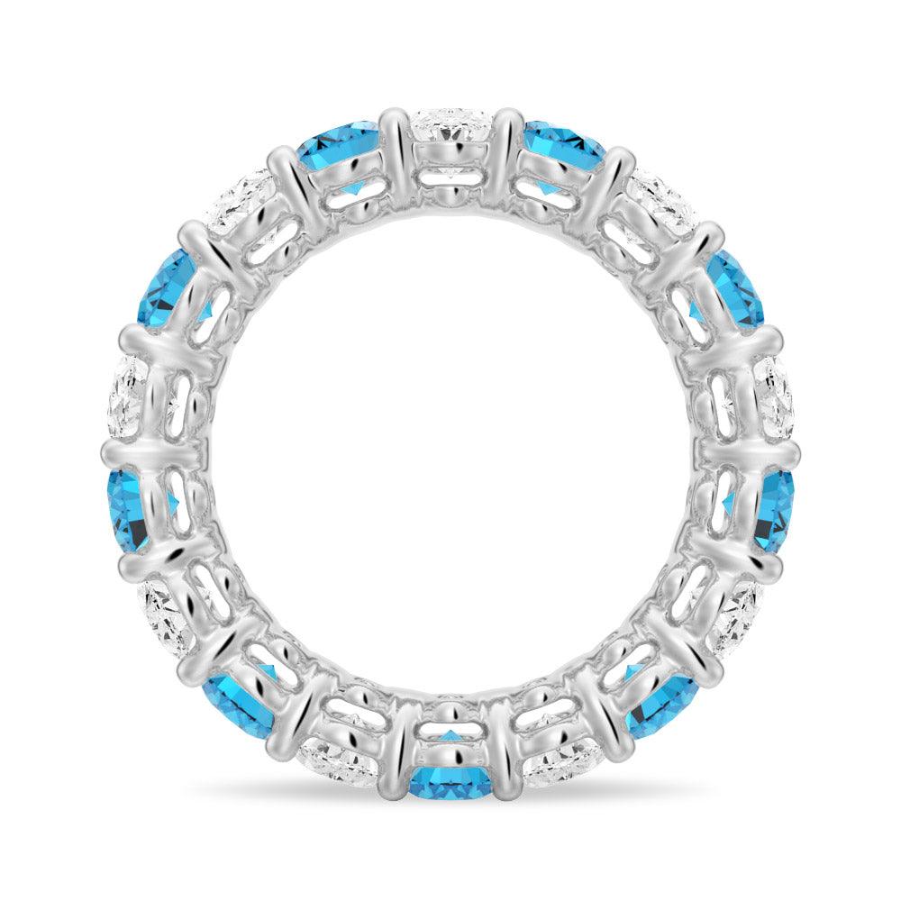 6.6 CT Lab Grown White Sapphire & Blue Topaz Gemstone Ring - Elegant Wedding Band, Anniversary Gift for Her, Perfect for Engagement & Special Occasions