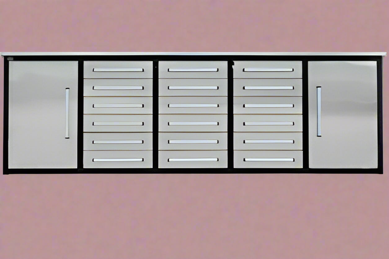 10 FT Heavy Duty Stainless Steel Workbench with 30/18 Drawers - Garage Storage Cabinet & Tool Organizer for Workshop, Auto Repair, and DIY Projects