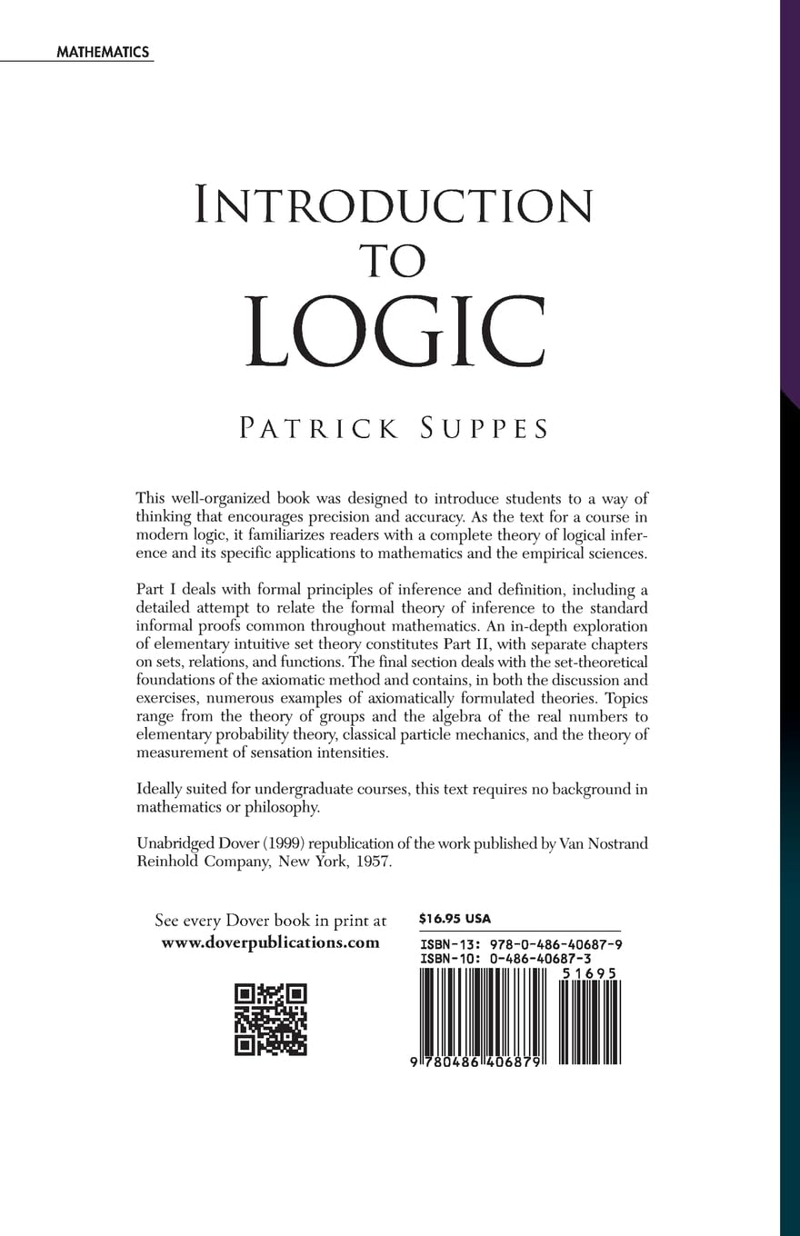 Introduction to Logic - Dover Books on Mathematics | Textbook for College Students & Self-Learners | Study Guide for Critical Thinking & Philosophy Courses