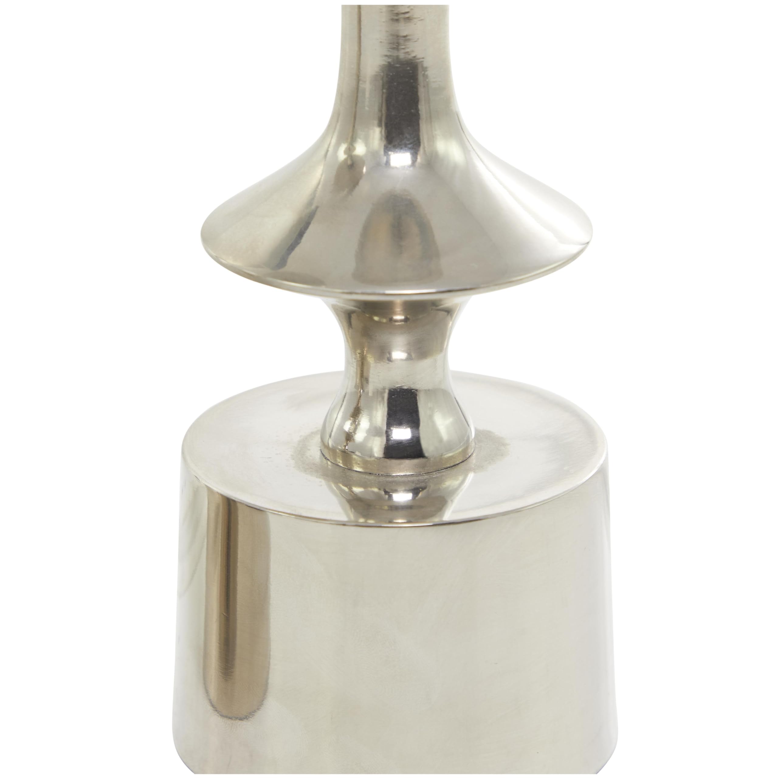 CosmoLiving by Cosmopolitan Decorative Aluminum Metal Candle Holder Set - 3 Silver Pillar Candle Stands (10