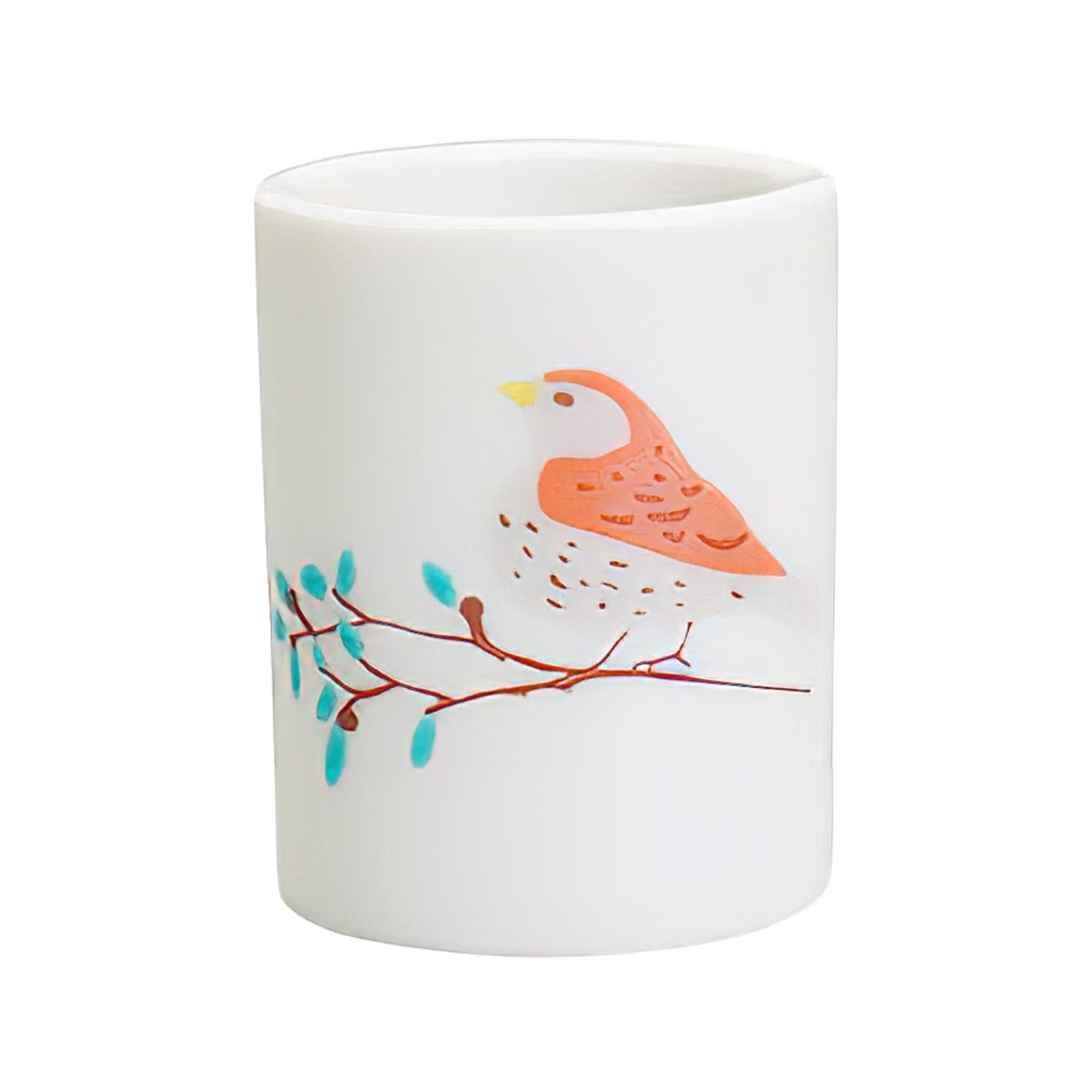 Harekutani Porcelain Perch Bird Toothbrush Holder - Elegant Bathroom Countertop Organizer for Toothbrushes & Dental Care Essentials