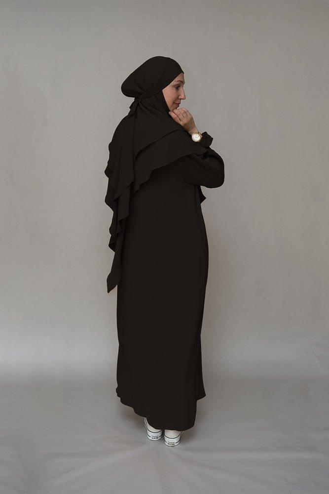 Classic Black Two-Layer Khimar Niqab - Modest Islamic Veil for Women | Perfect for Prayer, Daily Wear & Special Occasions