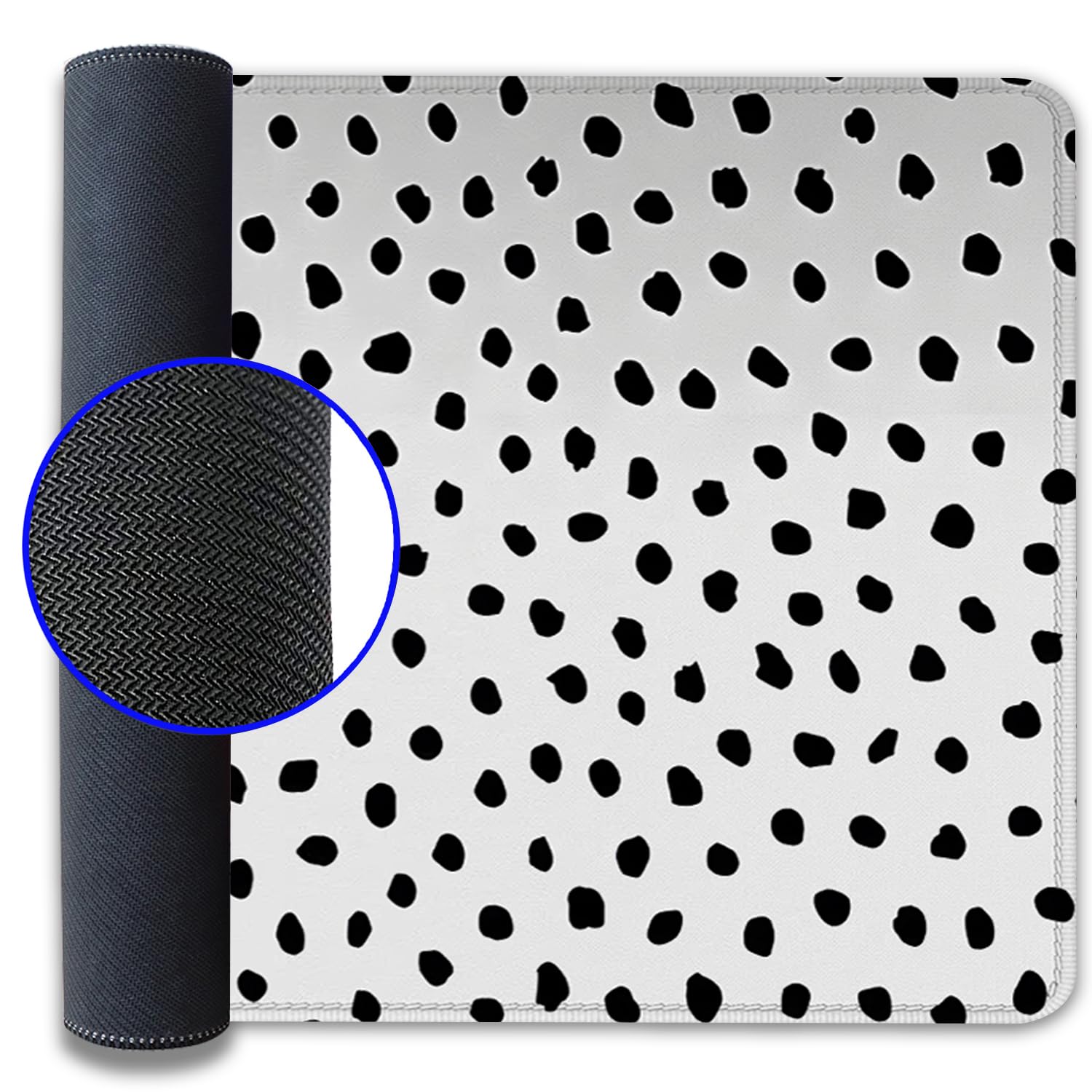 Boho Extended Desk Pad Mouse Pad - Large Polka Dot Non-Slip Rubber Base Mouse Mat with Stitched Edges (27.5x11.8 Inch) for Office, Computer, Keyboard & Laptop - Perfect for Home Workspace & Gaming Setup
