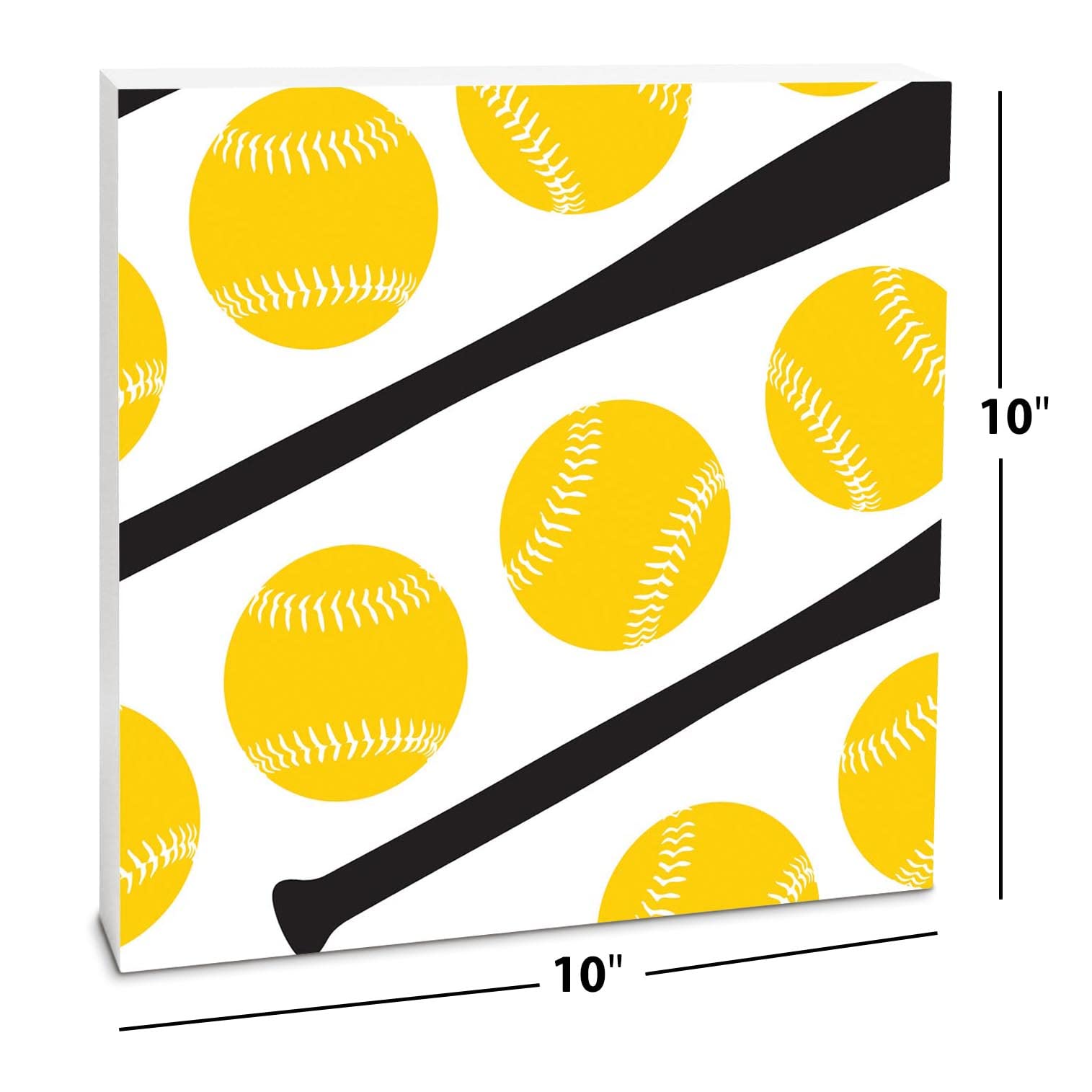 Elanze Designs Yellow Baseball Bat Wooden Tabletop Sign Plaque - 10x10 Inch Home Office Decor, Sports Fan Gift, Baseball Themed Room Decoration