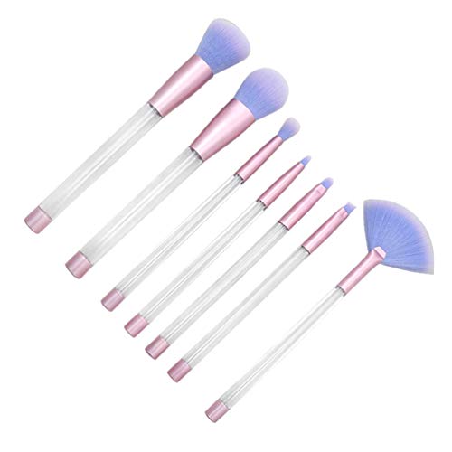 OSALADI 7-Piece Makeup Brush Set - Transparent Crystal Handle DIY Cosmetic Brushes for Loose Powder, Eyeshadow & Blending | Professional Makeup Brush Kit for Contouring, Highlighting & Everyday Makeup Application