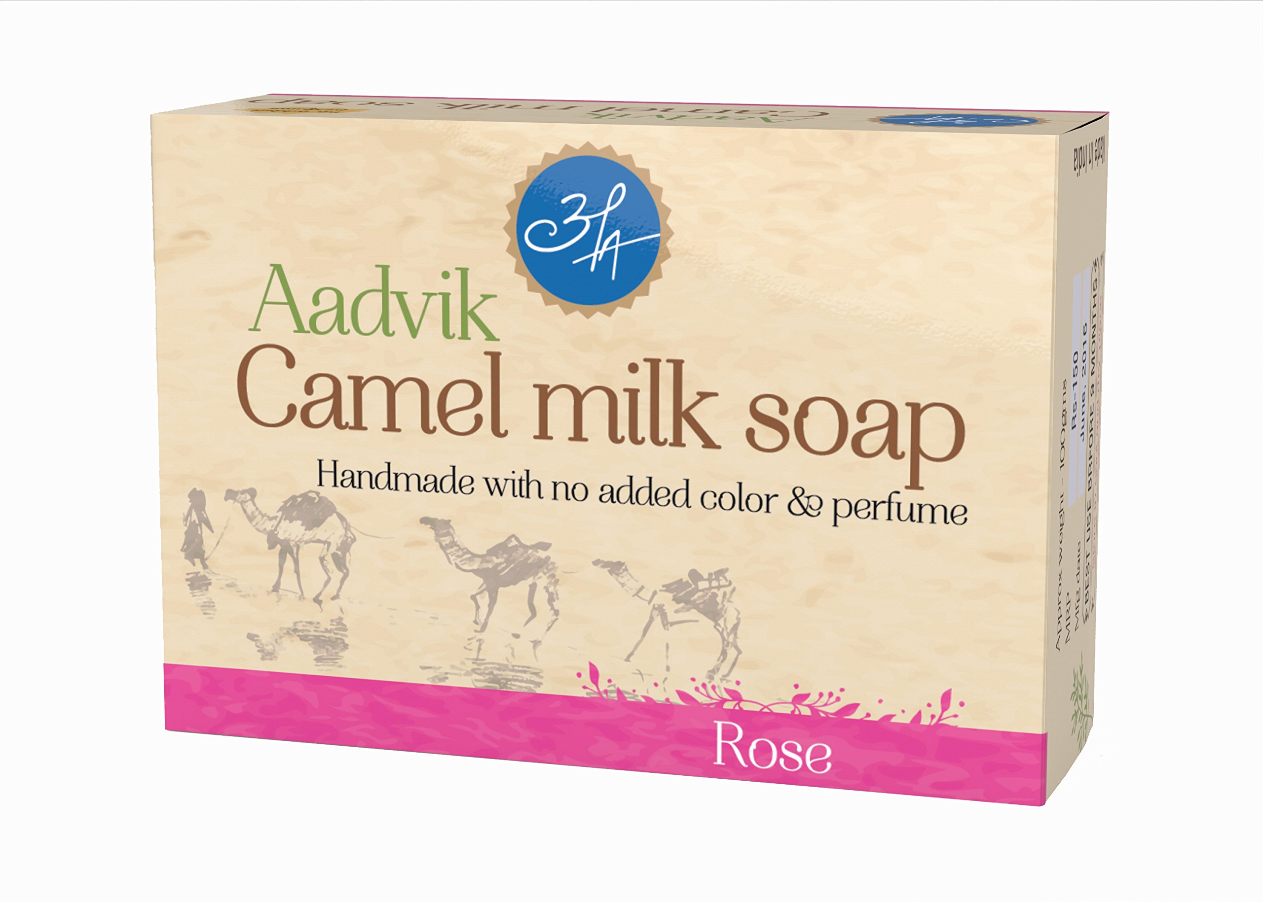 Aadvik Camel Milk Soap with Rose Essential Oil | 100g | Natural Skincare for Dry & Sensitive Skin | Face & Body Cleanser | Gift Set