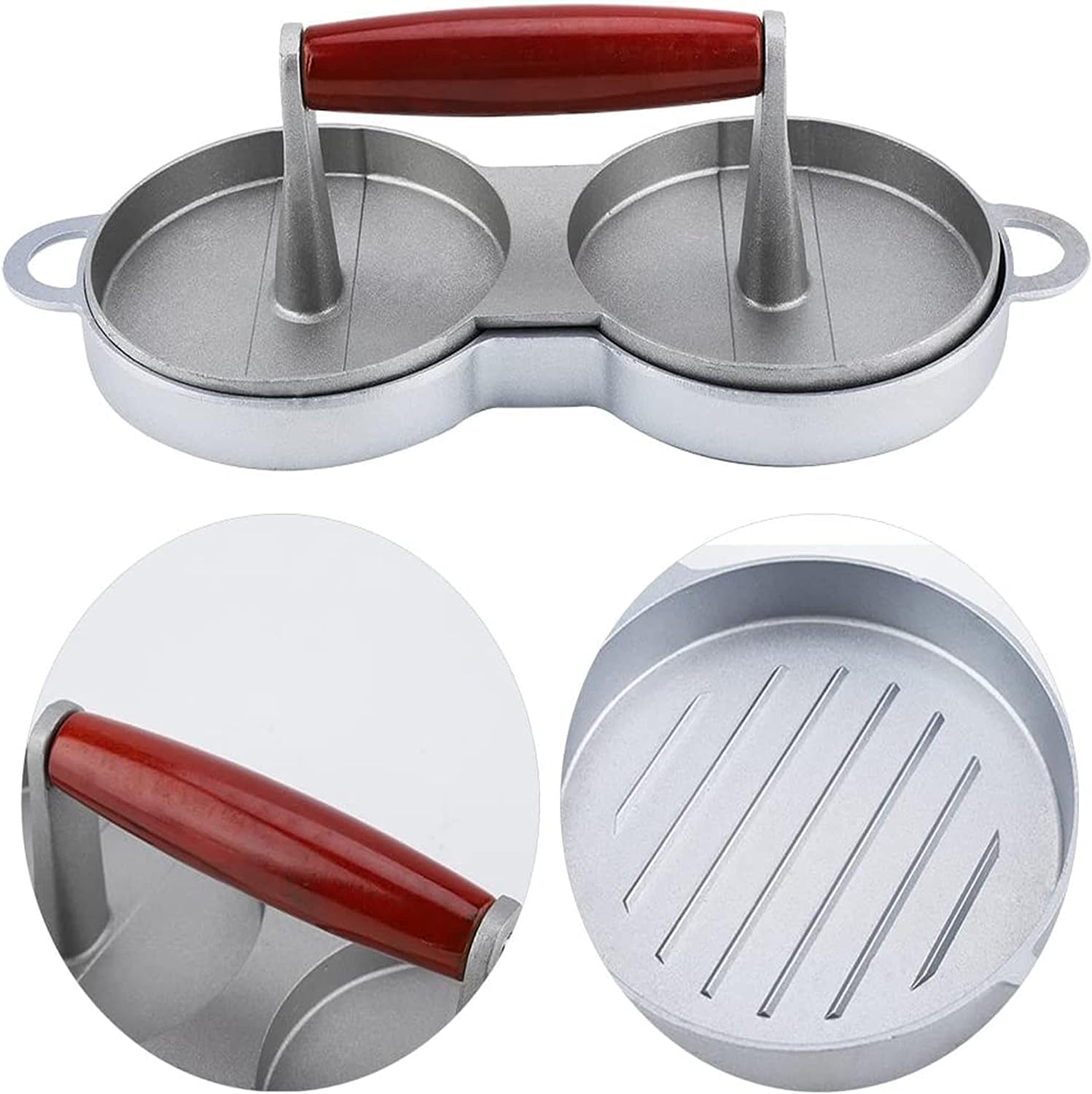 Premium GION Double Hamburger Press - Heavy Duty Stainless Steel Patty Maker for Perfect Round Burgers - Includes 1pc Patty Mold for Grilling, BBQ & Home Cooking - Ideal for Backyard Cookouts, Restaurant Use & Meal Prep