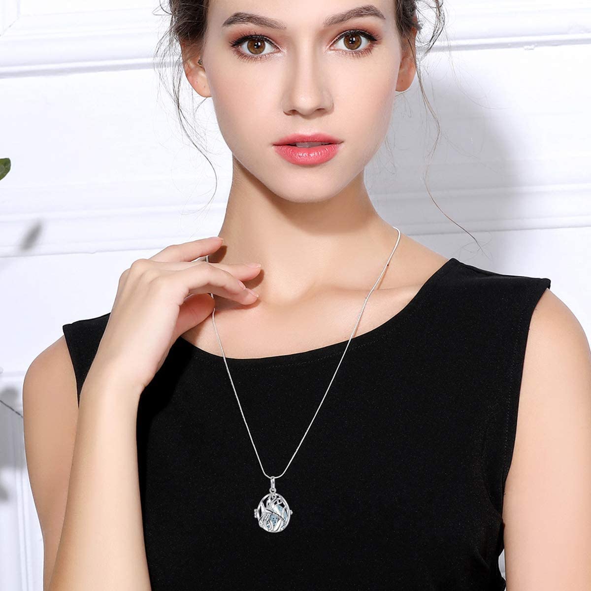 2 Pack Essential Oil Diffuser Necklaces for Women - Lava Stone Aromatherapy Jewelry with Wise Owl & Dragonfly Pendants, 24