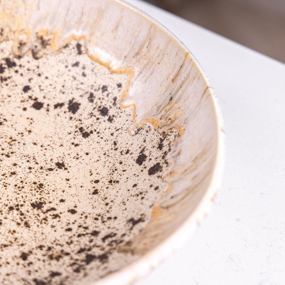 XXL Stoneware Serving Bowl for Cookies & Cream - Speckled Neutral Design - Perfect for Desserts, Ice Cream, and Party Snacks