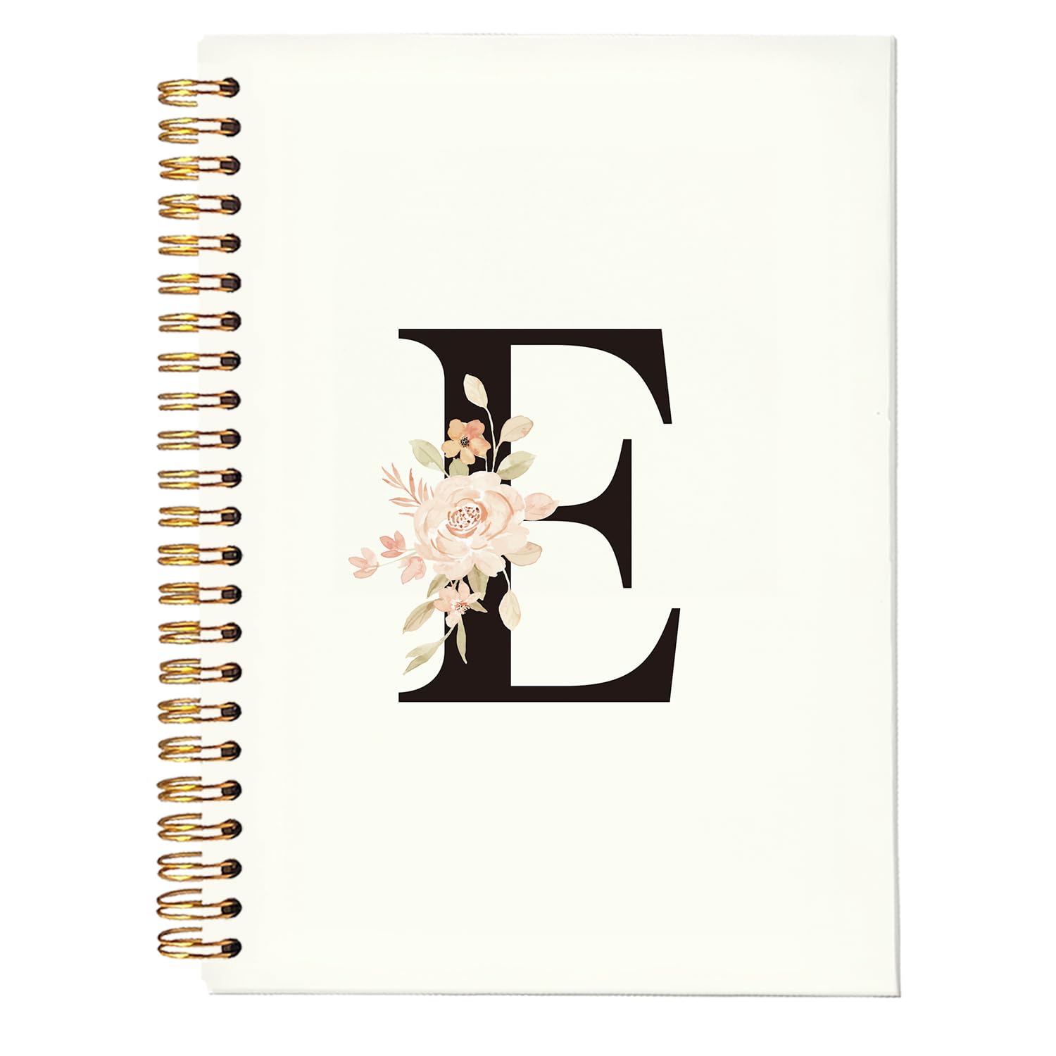 Personalized Monogram Notebook with Initial Letter E - Pink Floral Custom Journal for Women, 5.5x8.3 Inch - Perfect Gift for Birthdays, Graduation & Daily Planner