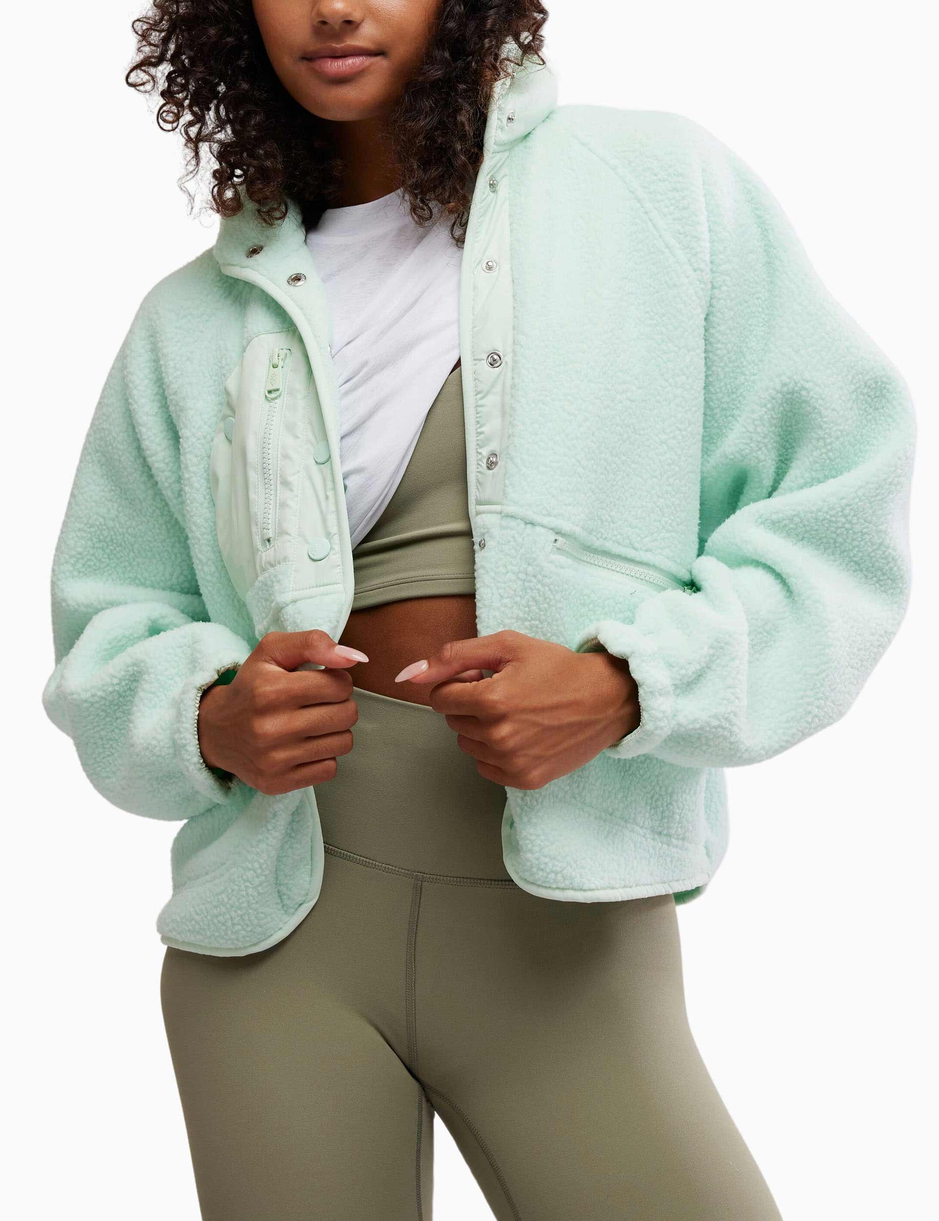 Hit The Slopes Fleece Jacket - Warm Winter Outerwear for Skiing & Snowboarding - Cozy Pistachio Green Pullover for Outdoor Adventures