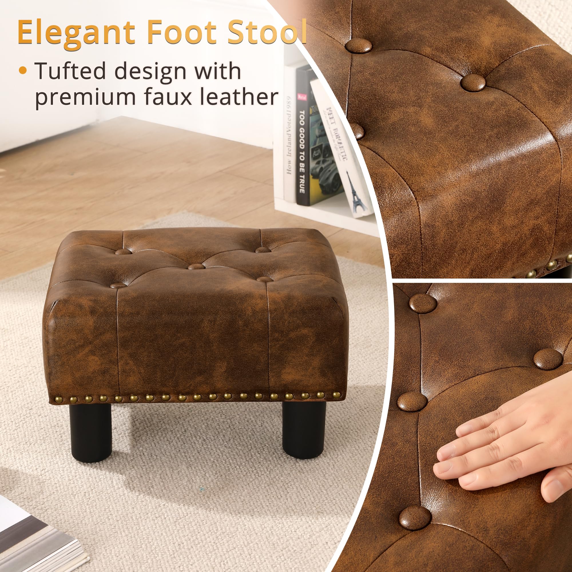LUE BONA Small Tufted Foot Stool - 9