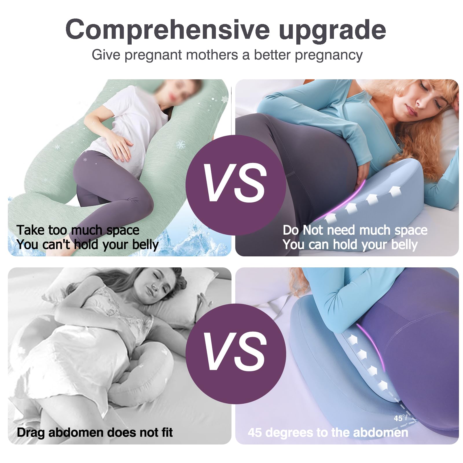 Memory Foam Pregnancy Wedge Pillow for Sleeping - Upgraded Maternity Support Pillow for Side Sleepers & Pregnant Women - Relieves Back, Belly & Hip Pain - Detachable Washable Cover (Blue) - Perfect for Comfortable Sleep During Pregnancy & Postpartum Recovery
