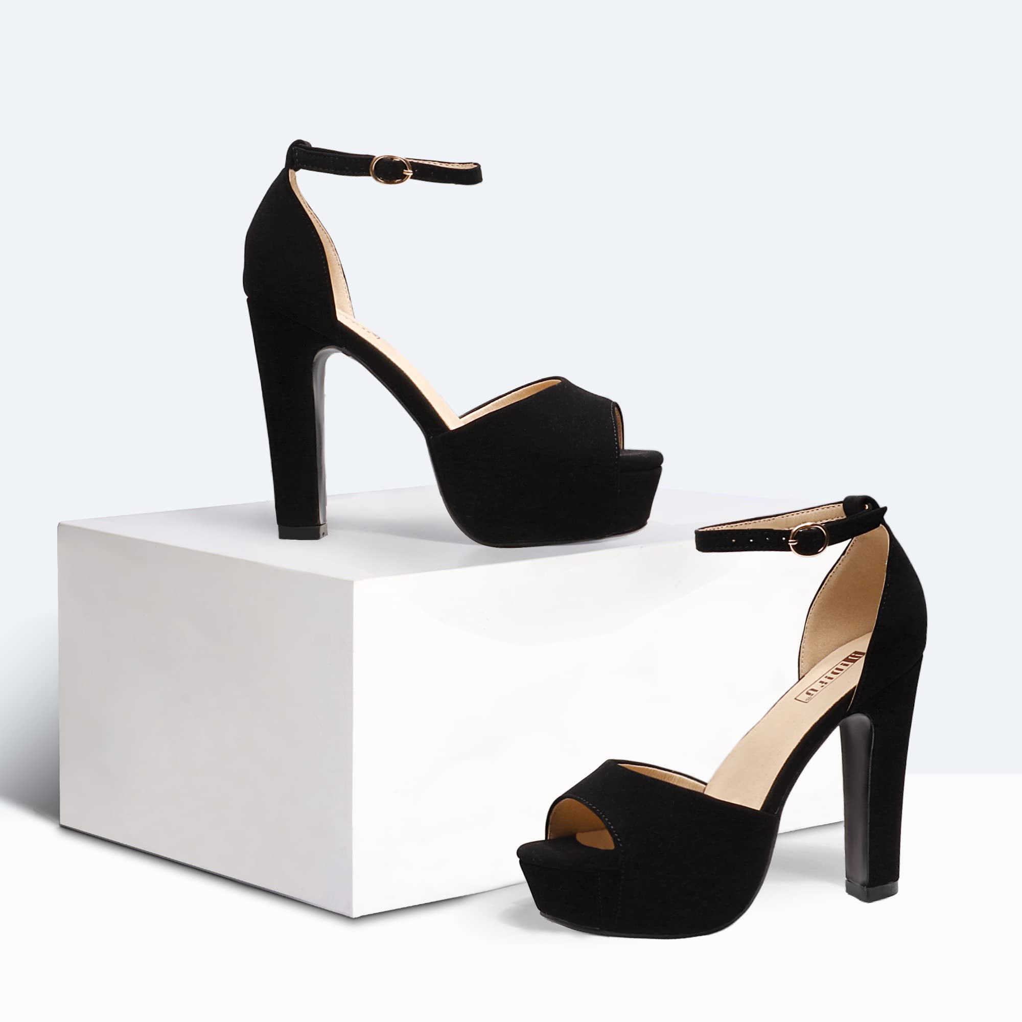 IDIFU Women's Platform Chunky High Heel Sandals - Peep Toe Ankle Strap Dress Shoes for Wedding, Party & Evening Events - Perfect for Brides, Prom & Special Occasions
