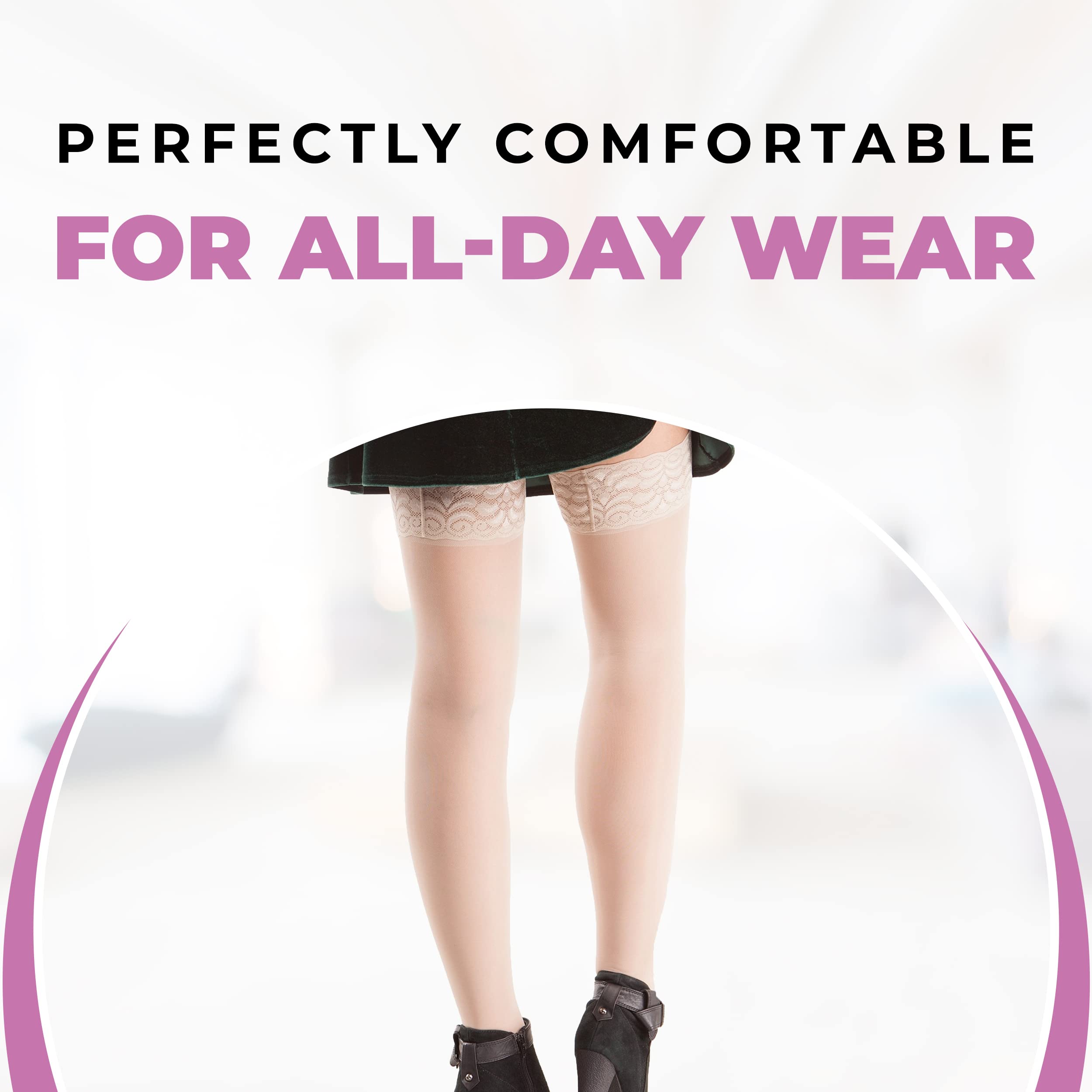 GABRIALLA Sheer Firm Compression Stockings 23-30 mmHg - Thigh High Medical Support Stockings, Closed Toe, Nude XX-Large for Women - Perfect for Varicose Veins, Swelling Relief & Long Flights