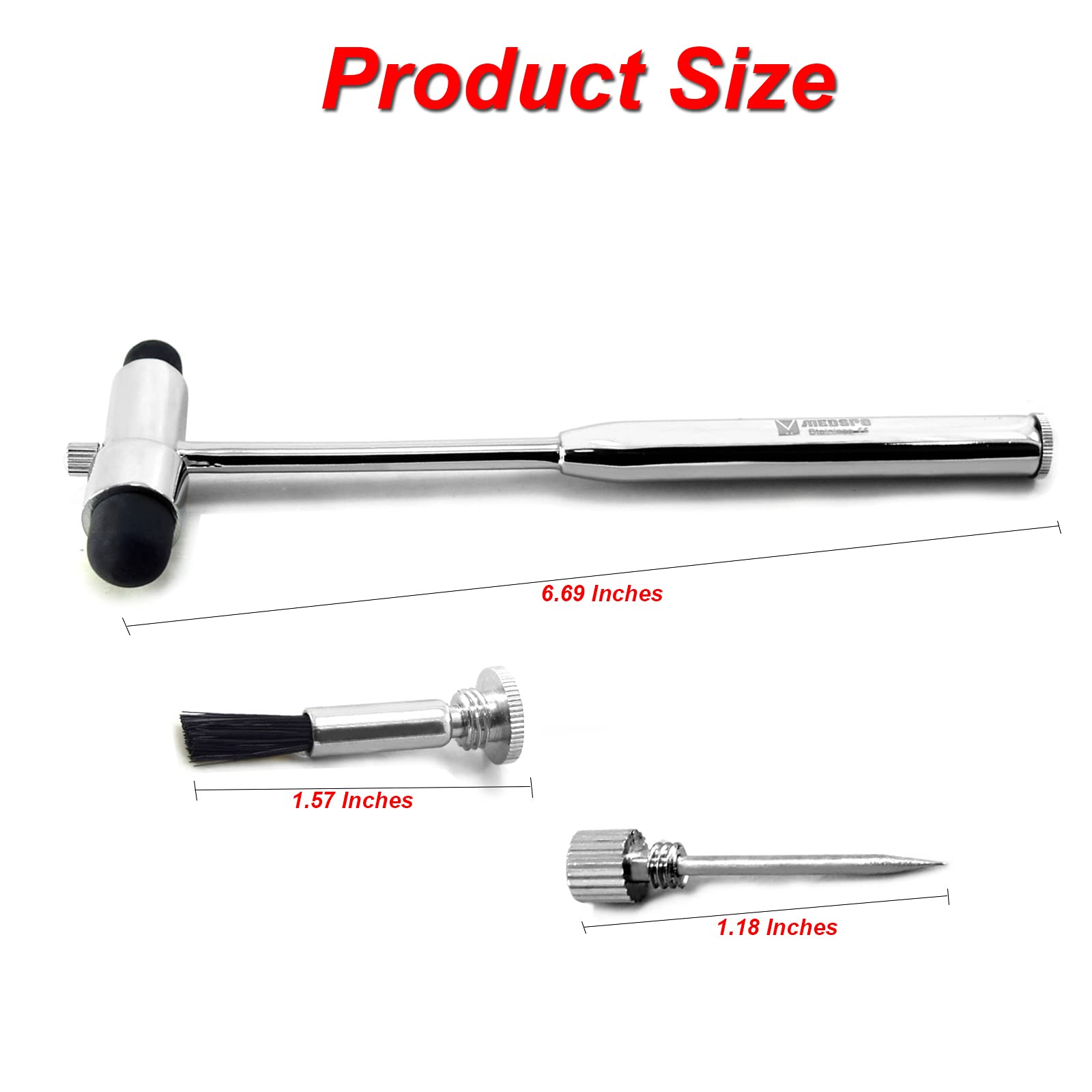 Professional Medical Reflex Hammer - Neurological Diagnostic Tool with Rubber Head & Pin Brush | Surgical Taylor Percussion Instrument for Doctors & Neurologists | Perfect for Clinical Exams & Home Health Checks