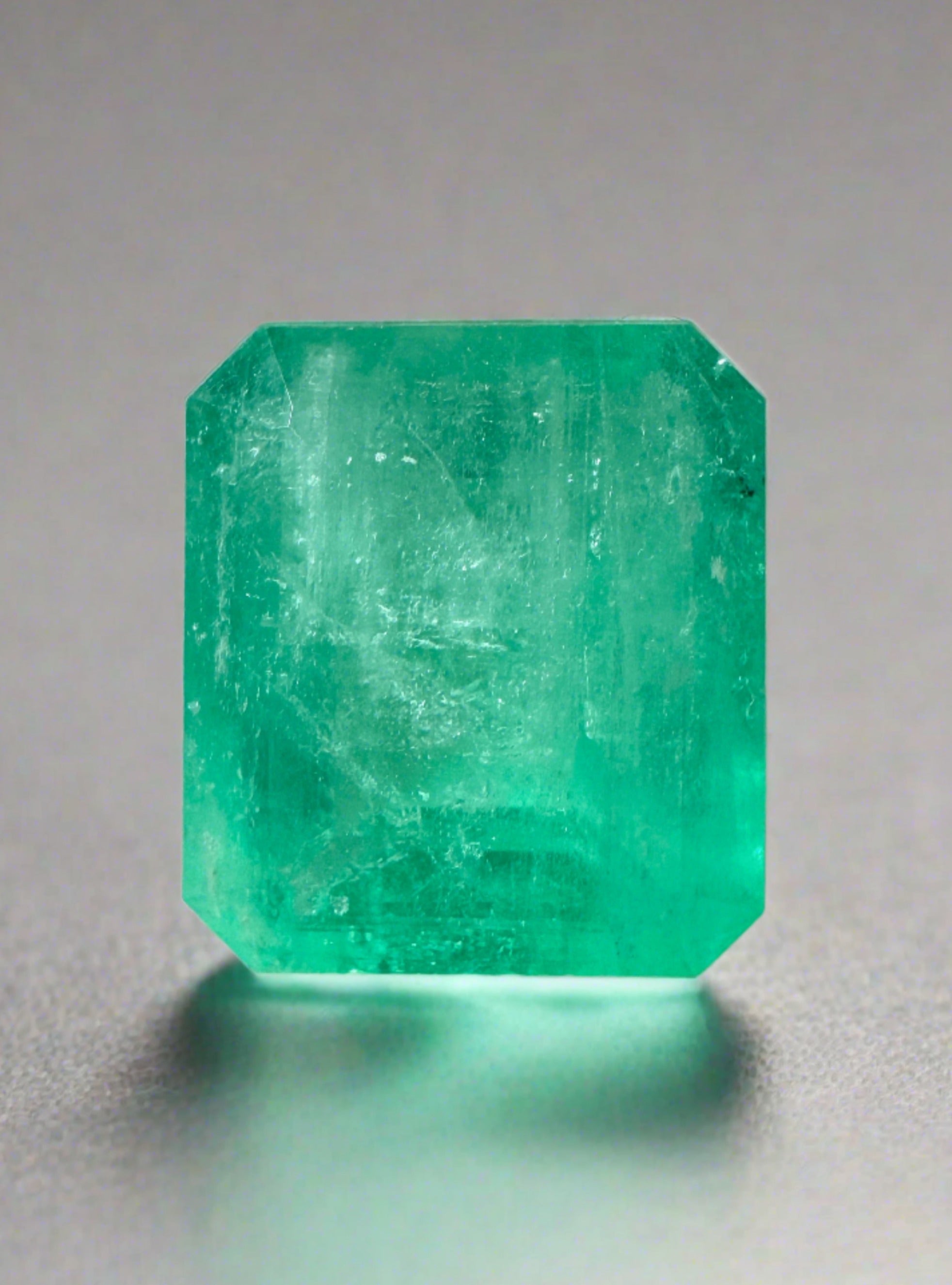 6.13 Carat 11.5x10.3mm Earthy Pastel Green Natural Loose Colombian Emerald Gemstone - Emerald Cut for Jewelry Making, Engagement Rings & Collector's Items