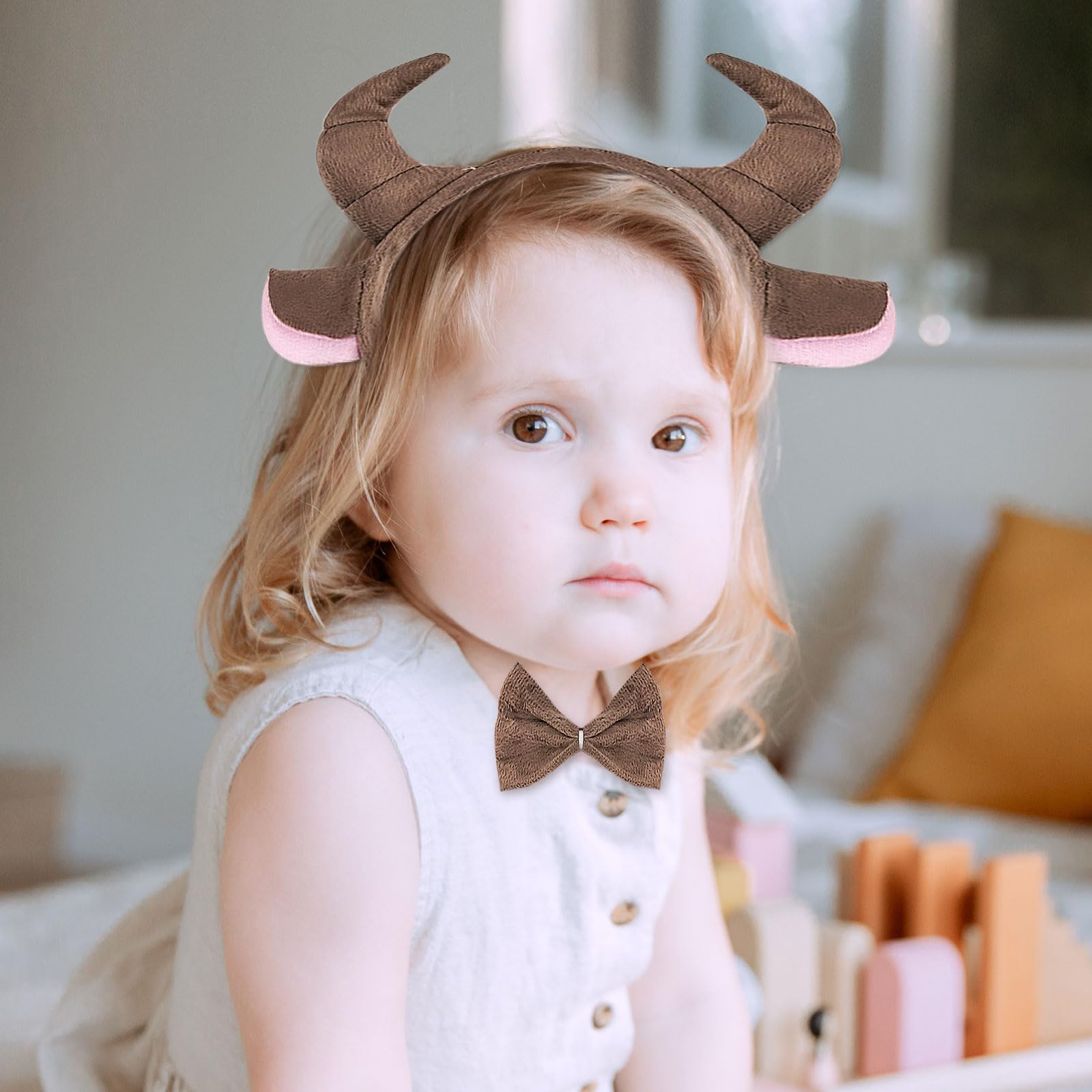 SKHAOVS Bull Costume Set - Bull Horn Headband, Bow Tie Tail & Animal Costume Accessories for Carnival, Themed Parties & Halloween - Perfect for Cosplay, Role Play & Costume Events