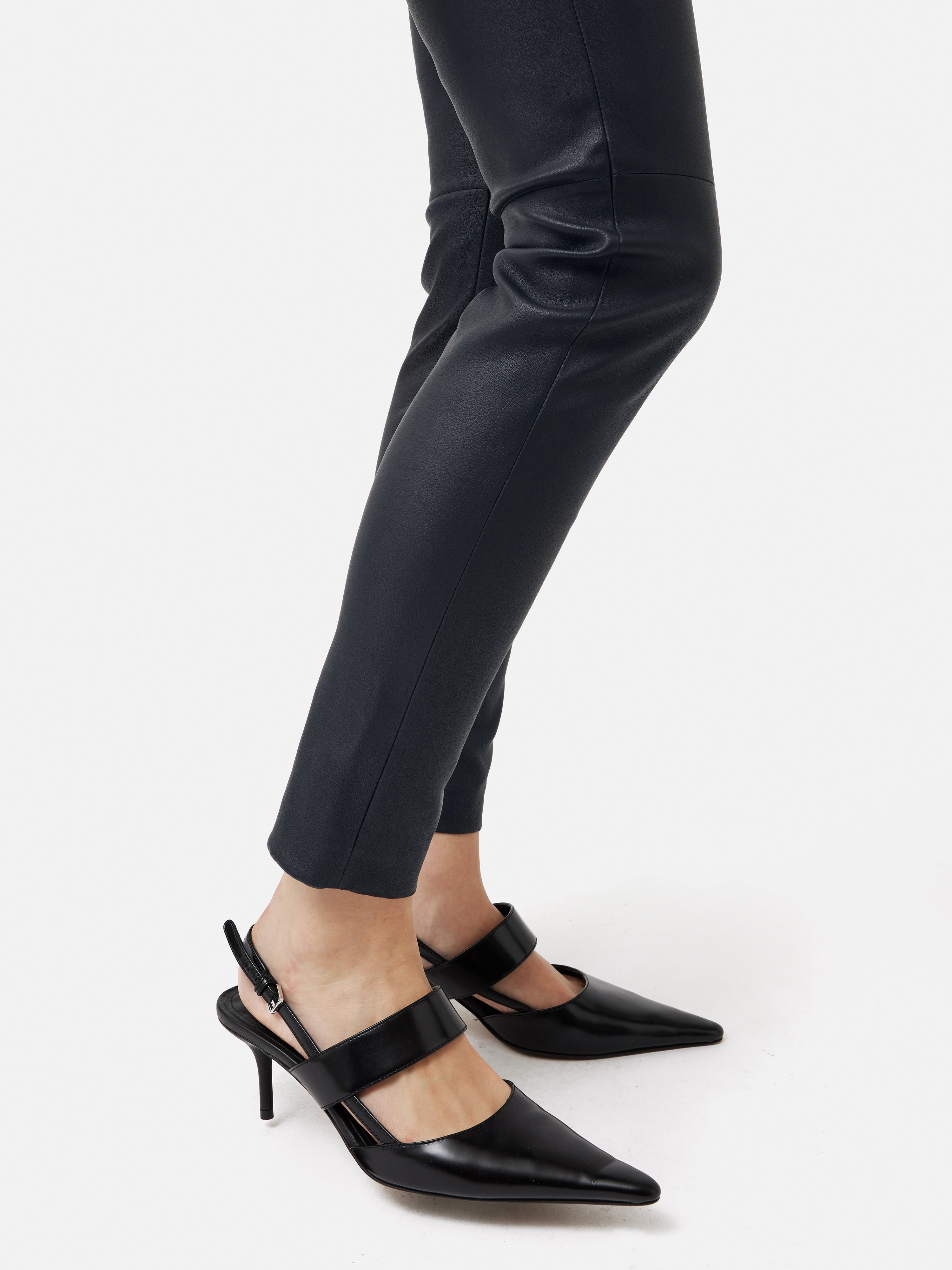 Premium Stretch Leather Leggings for Women - High Waist Slim Fit Navy Blue Leggings - Perfect for Yoga, Workout & Casual Wear