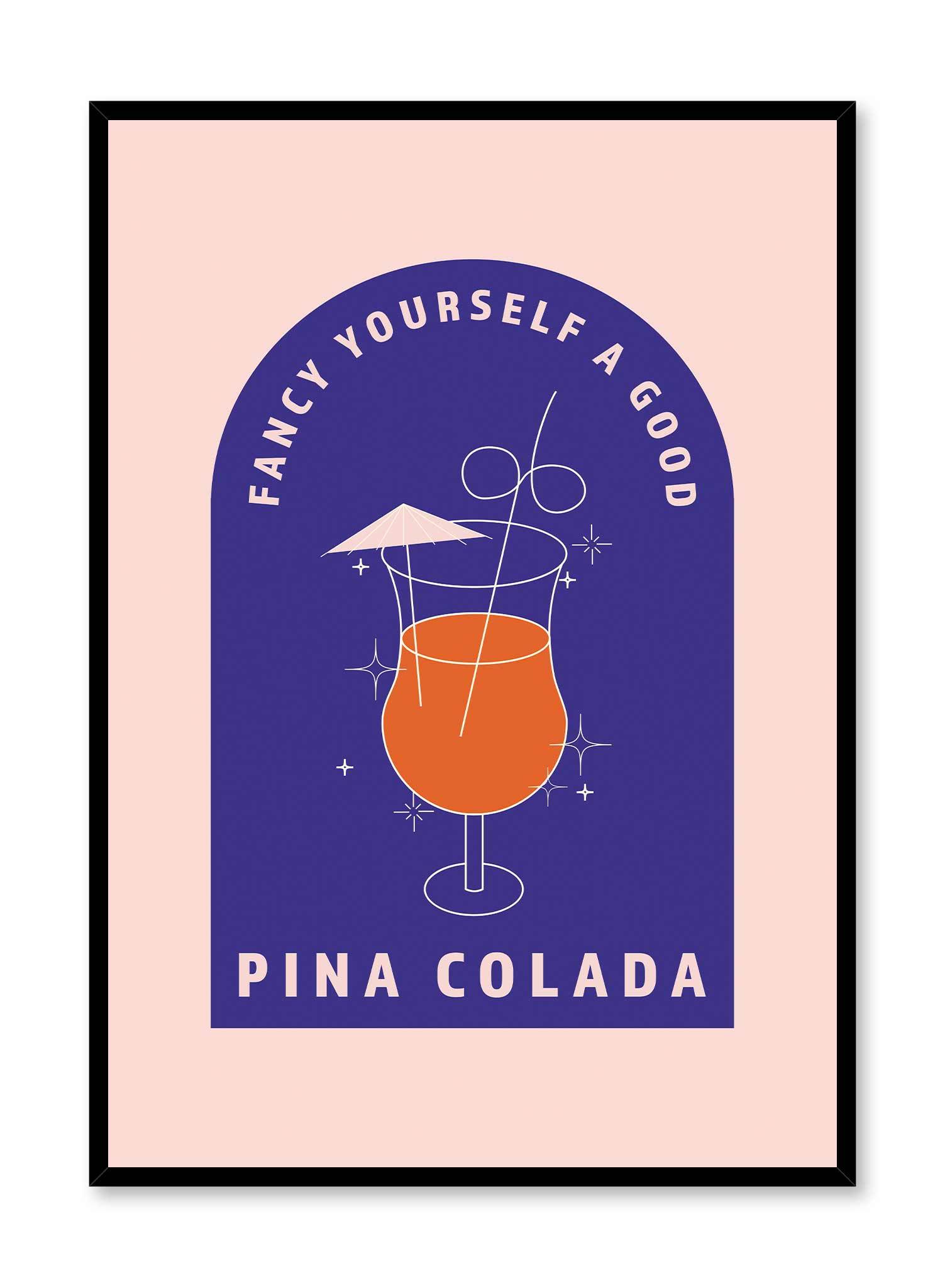 Piña Colada Poster - Tropical Cocktail Art Print for Home, Bar & Office Decor - Perfect for Beach Themed Parties & Hawaiian Luau Events