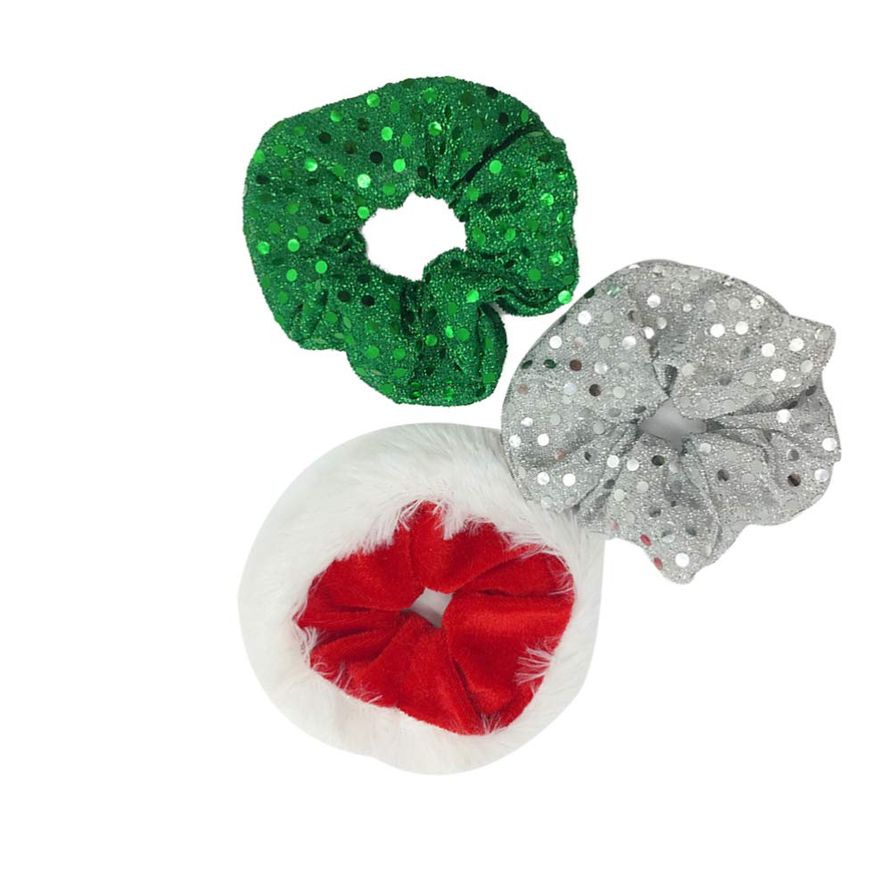 ABOOFAN Christmas Sequins Scrunchies Hair Ties - Soft Elastic Hair Bands for Women & Girls (3 Pack) - Festive Ponytail Holders for Holiday Parties & Gifts