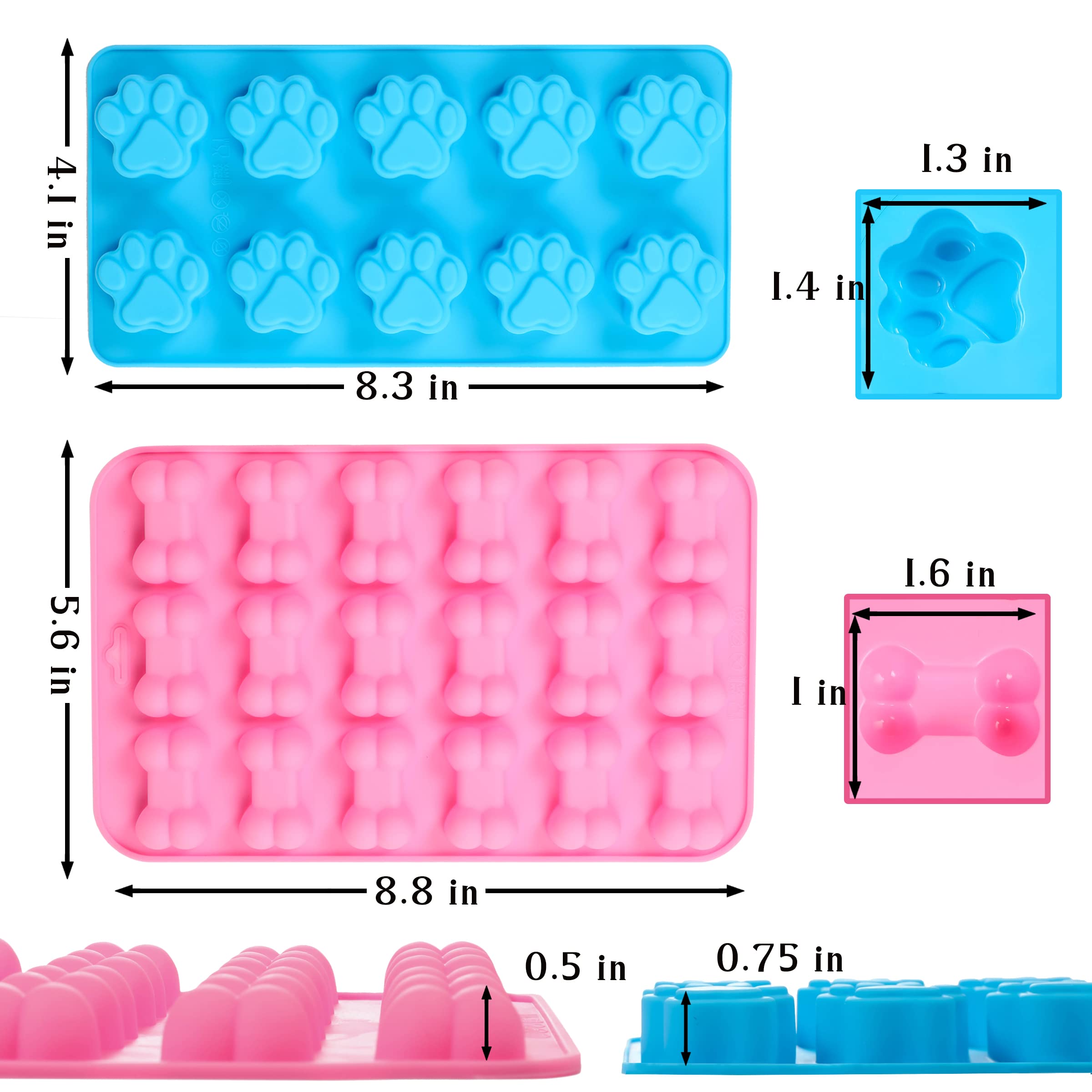6-Piece Silicone Dog Paw & Bone Molds for Baking - Chocolate, Candy, Jelly & Ice Cube Treats | Perfect for Pet-Themed Parties, DIY Desserts & Holiday Gift Making