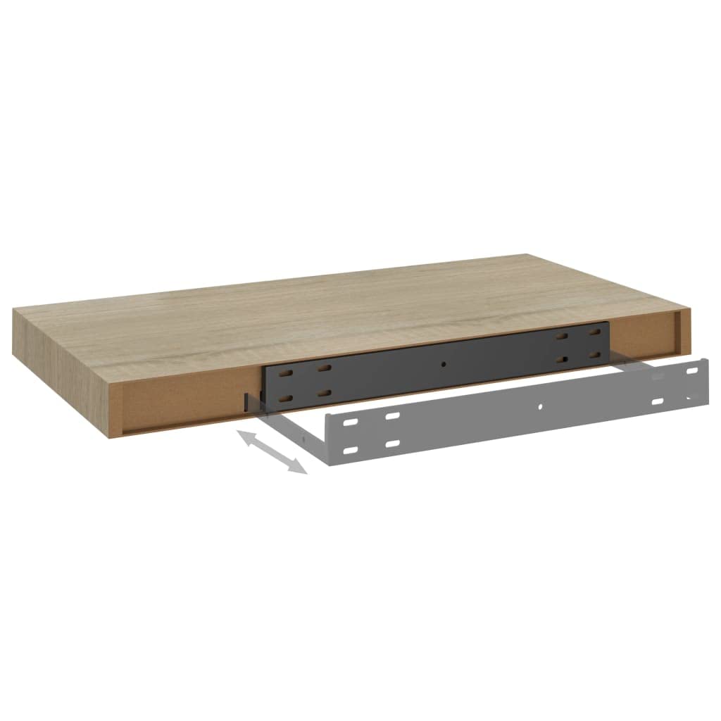 Floating Wall Shelves Set of 4 - Natural Oak MDF Shelves 19.7