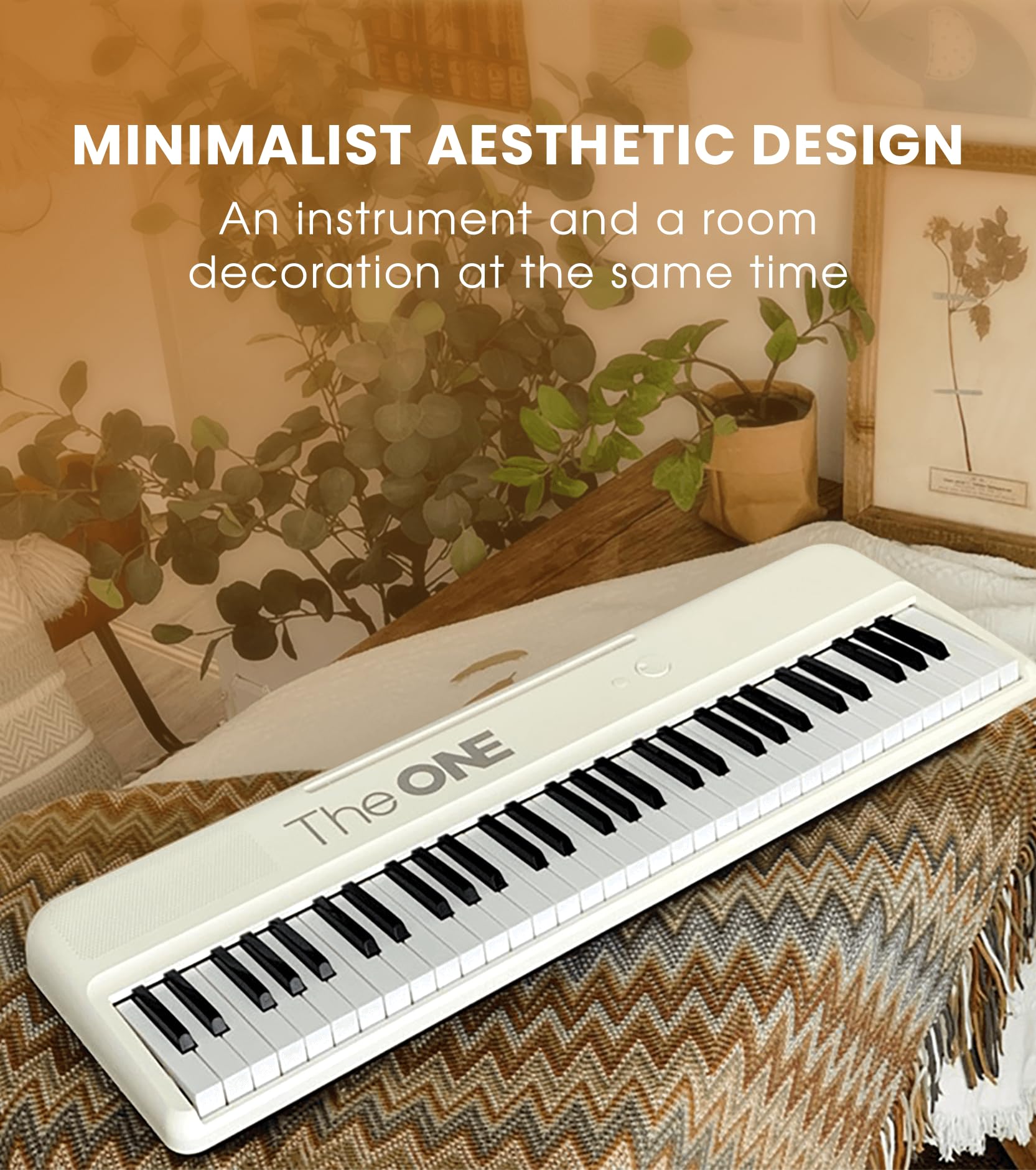 The ONE Smart Keyboard 61-Key Electric Piano with LED Lights - 256 Tones, 64 Polyphony, USB MIDI & Headphone Jack - Perfect for Beginners, Home Practice & Music Education (White)