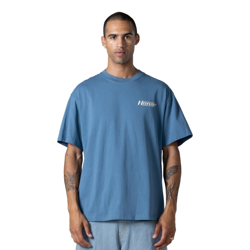Honor The Gift Honor Globe Logo Tee Blue - Stylish Casual T-Shirt for Men & Women - Perfect for Streetwear, Everyday Wear & Gifting